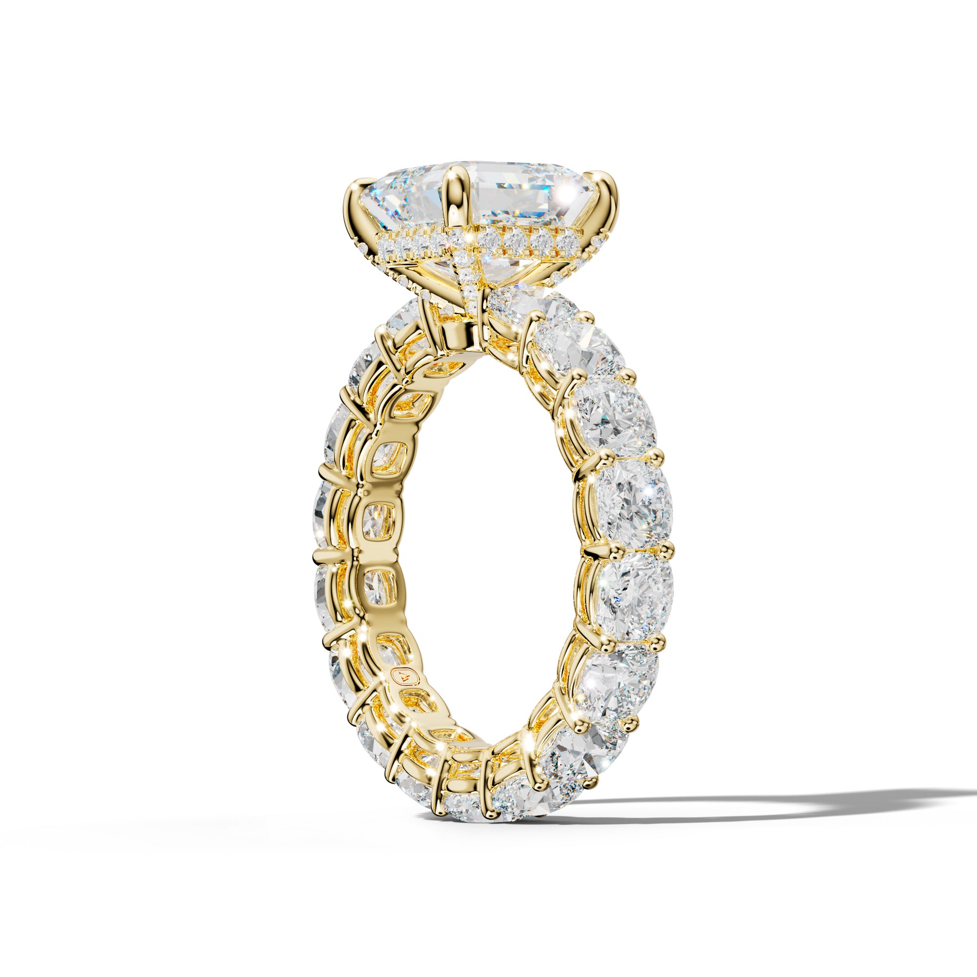 Celine Asscher Diamond  Engagement Ring With Cushion Side Stones