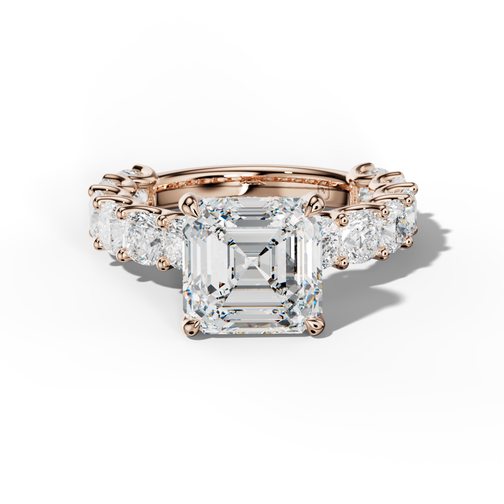 Daniela Asscher Diamond Engagement Ring With Cushion Side Stones