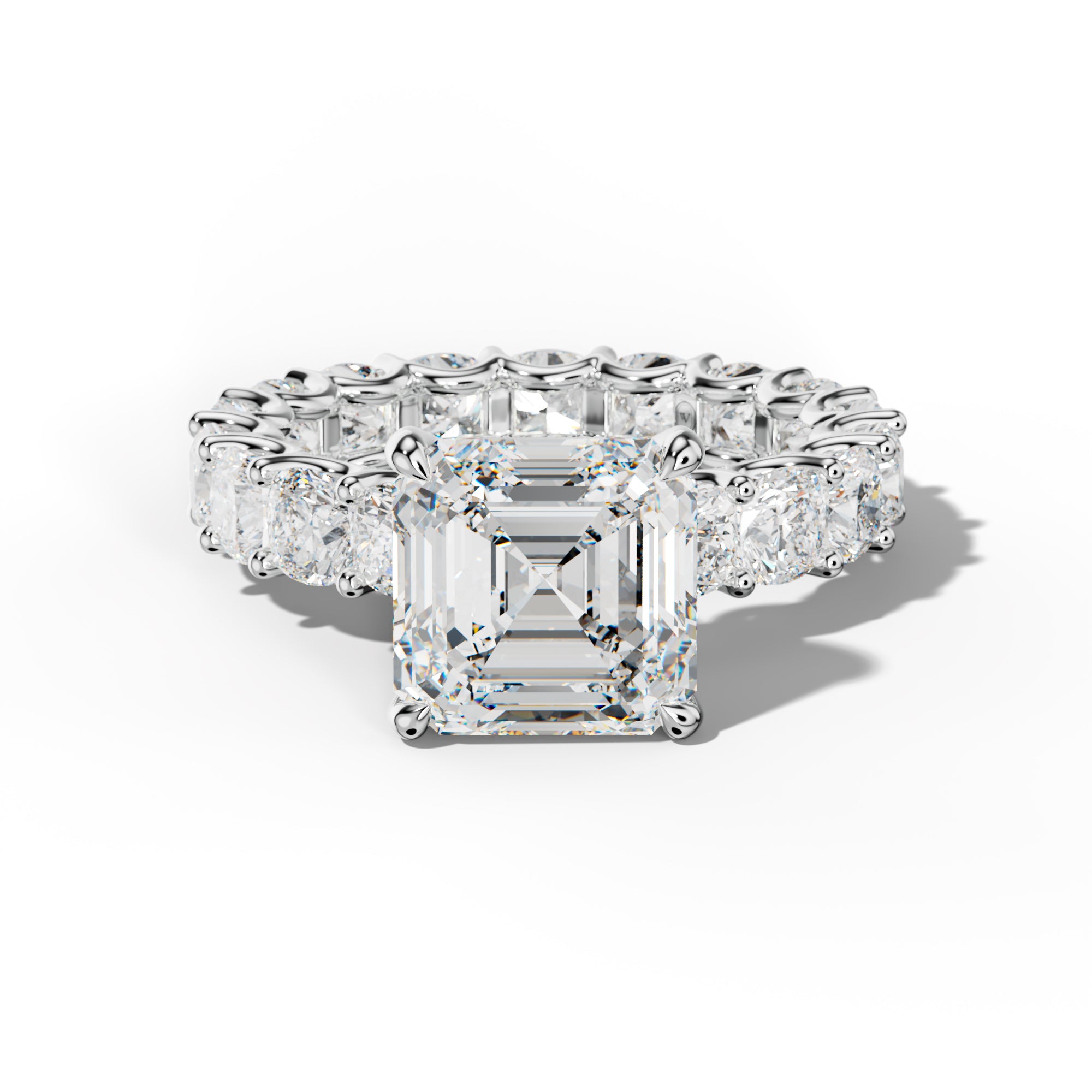 Karla Asscher Diamond Engagement Ring With Cushion Side Stones