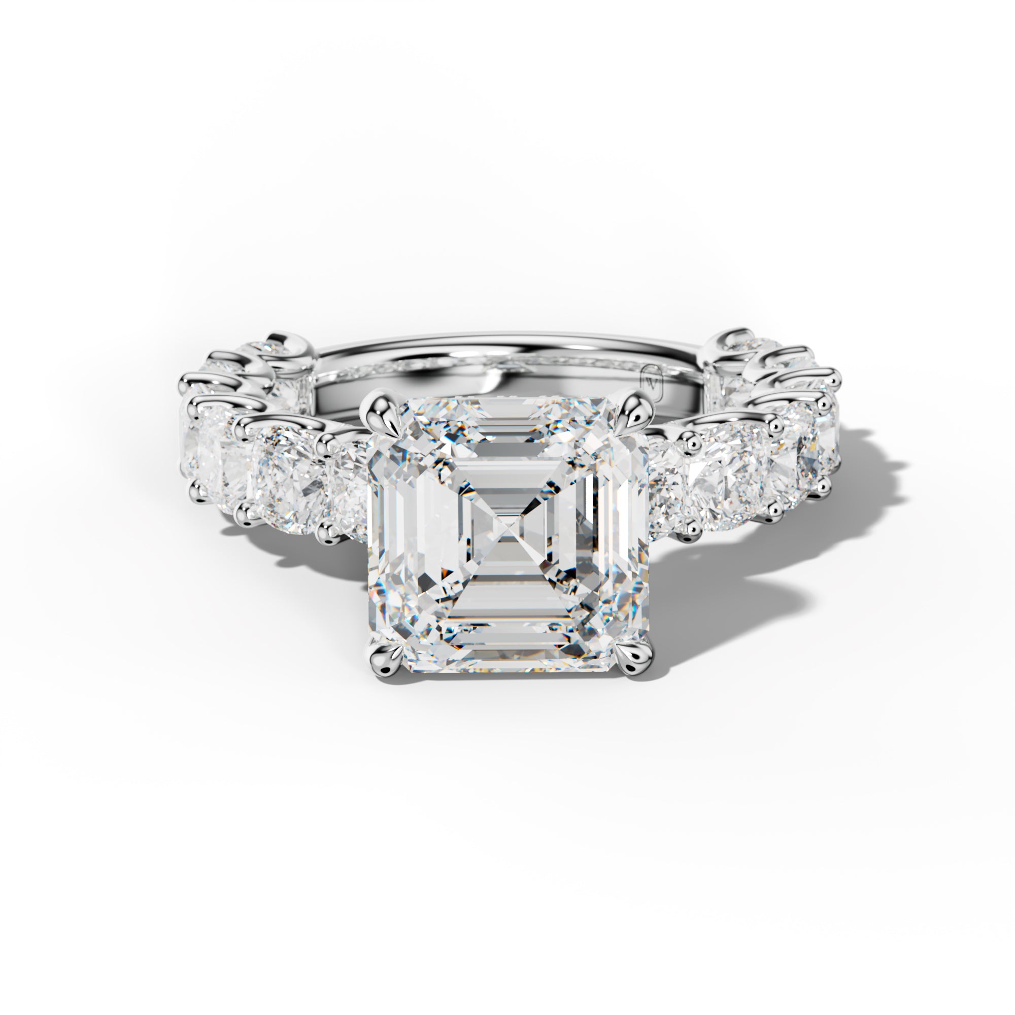 Daniela Asscher Diamond Engagement Ring With Cushion Side Stones