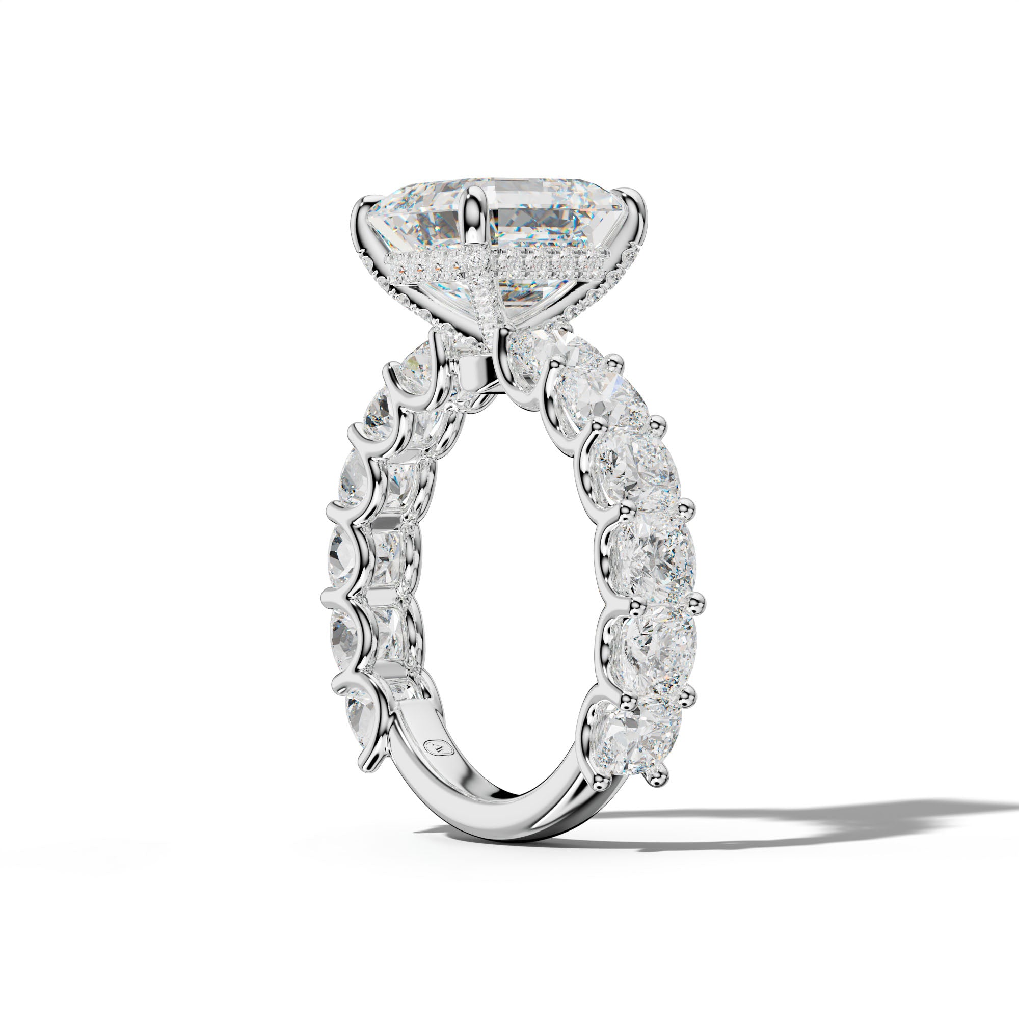 Daniela Asscher Diamond Engagement Ring With Cushion Side Stones