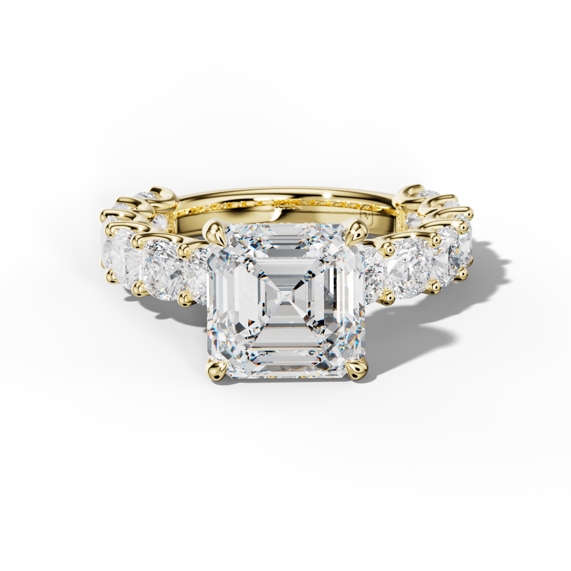 Daniela Asscher Diamond Engagement Ring With Cushion Side Stones