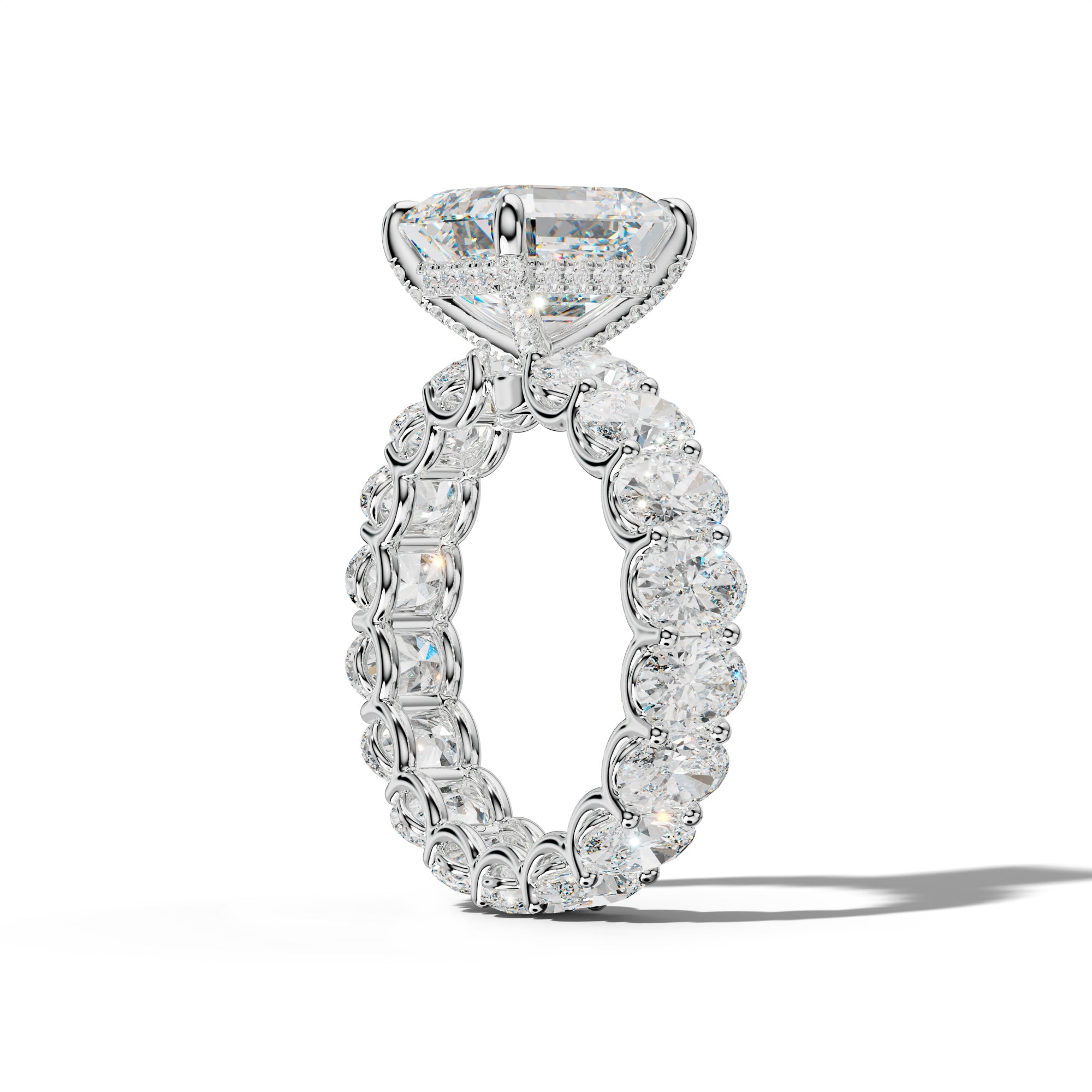 Helena Asscher Diamond Engagement Ring With Oval Side Stones