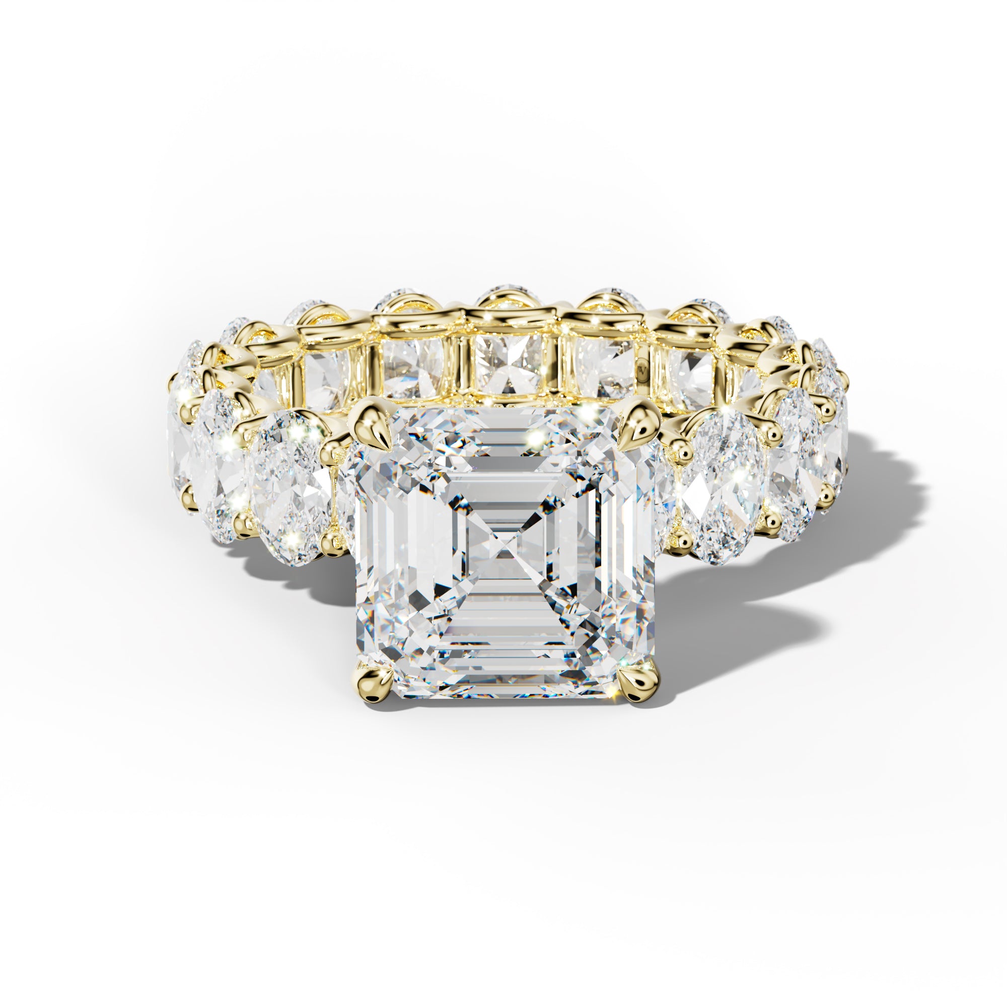 Helena Asscher Diamond Engagement Ring With Oval Side Stones