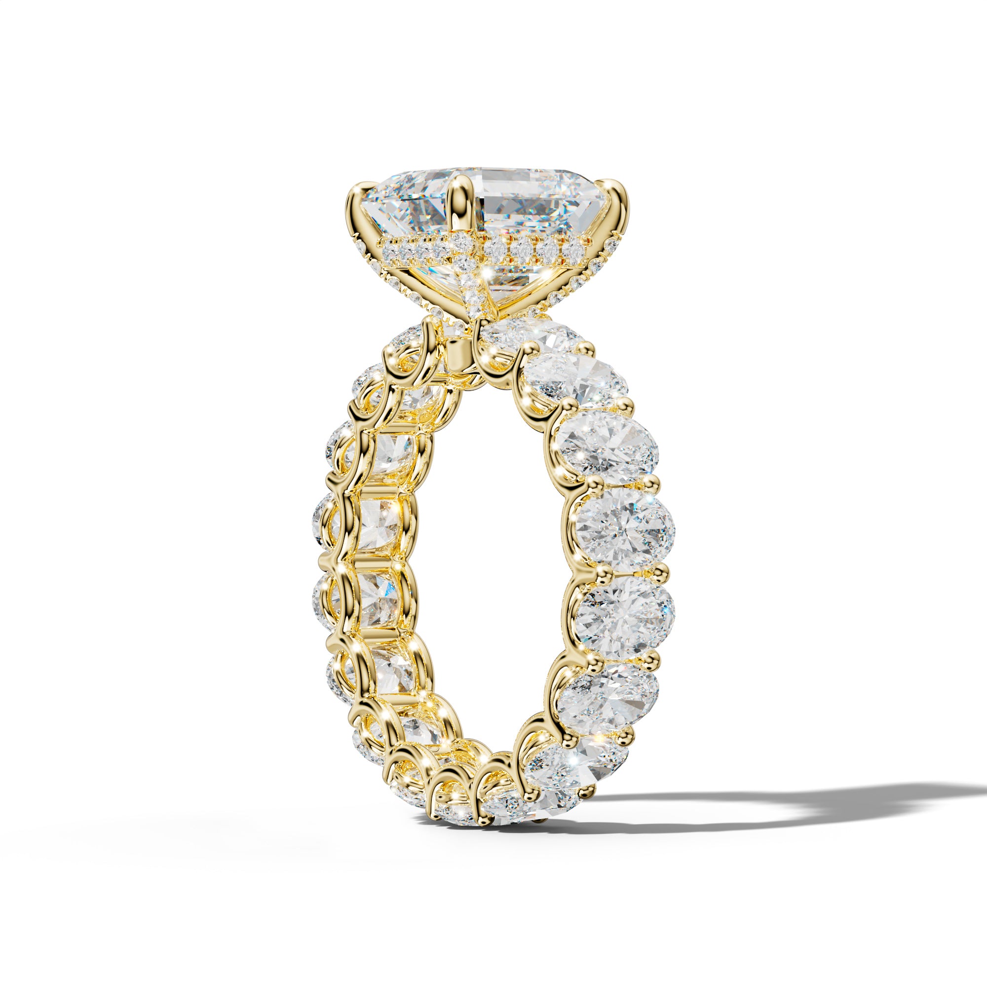 Helena Asscher Diamond Engagement Ring With Oval Side Stones