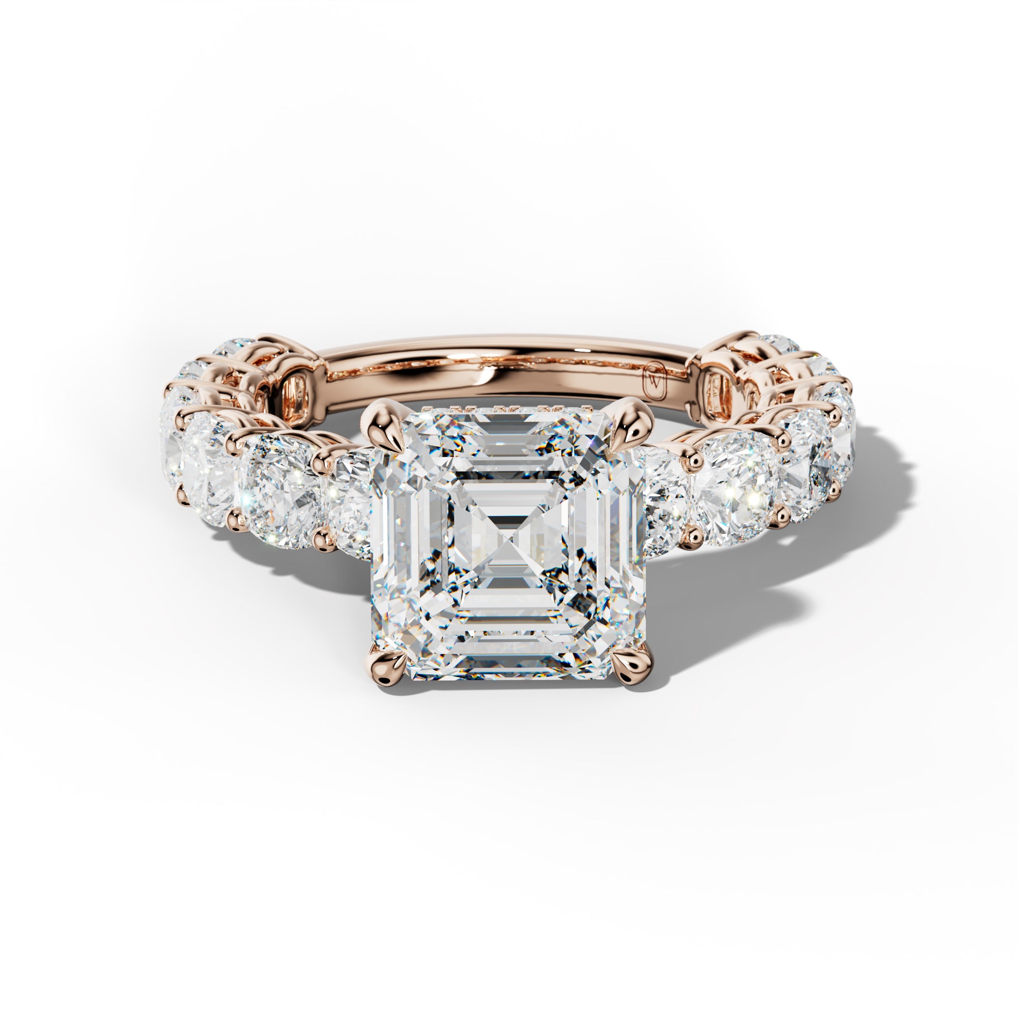Bailey Asscher Diamond Engagement Ring With Cushion Side Stones