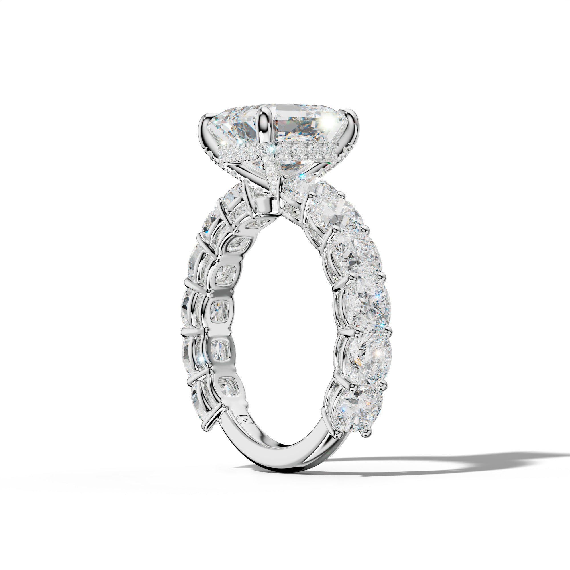 Bailey Asscher Diamond Engagement Ring With Cushion Side Stones