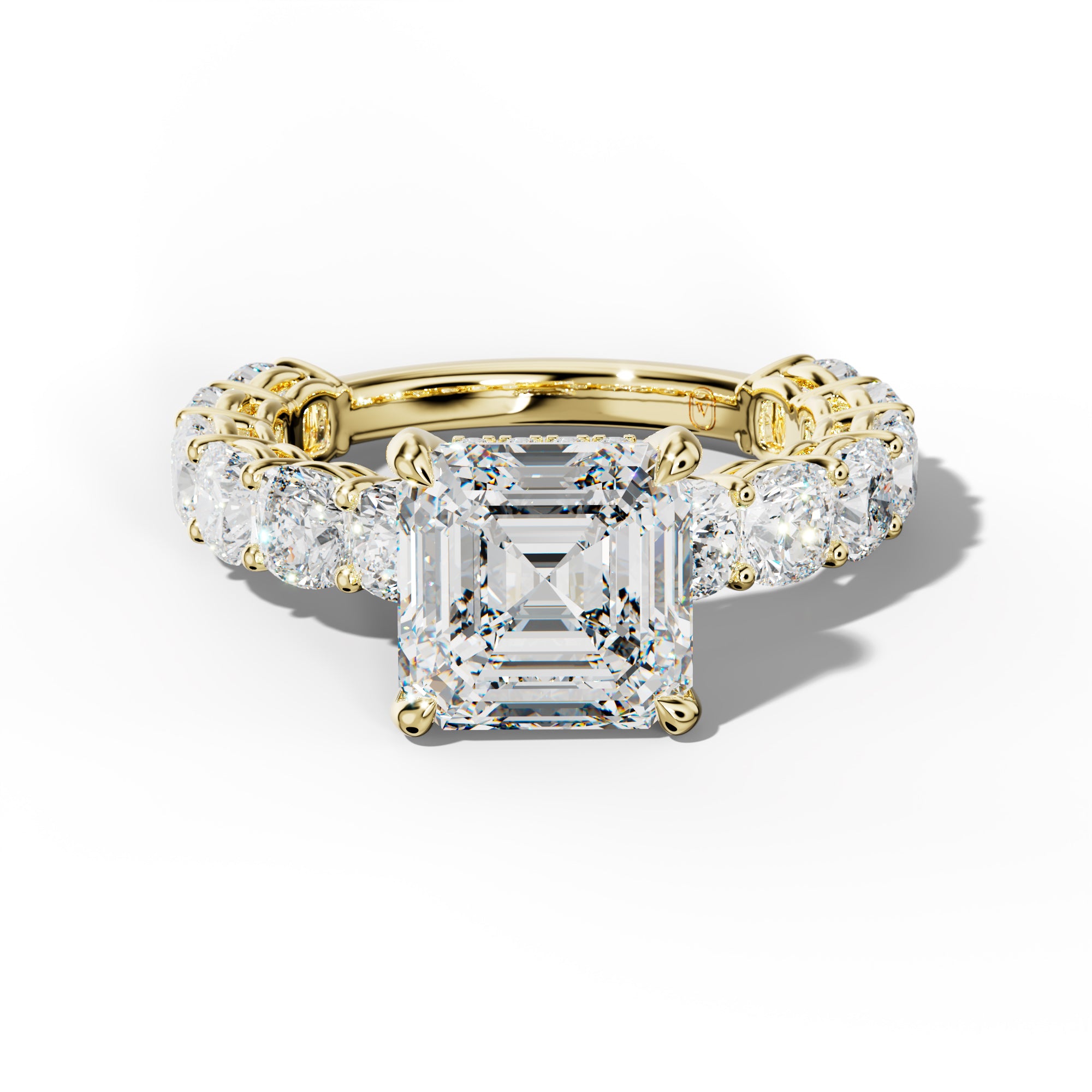 Bailey Asscher Diamond Engagement Ring With Cushion Side Stones