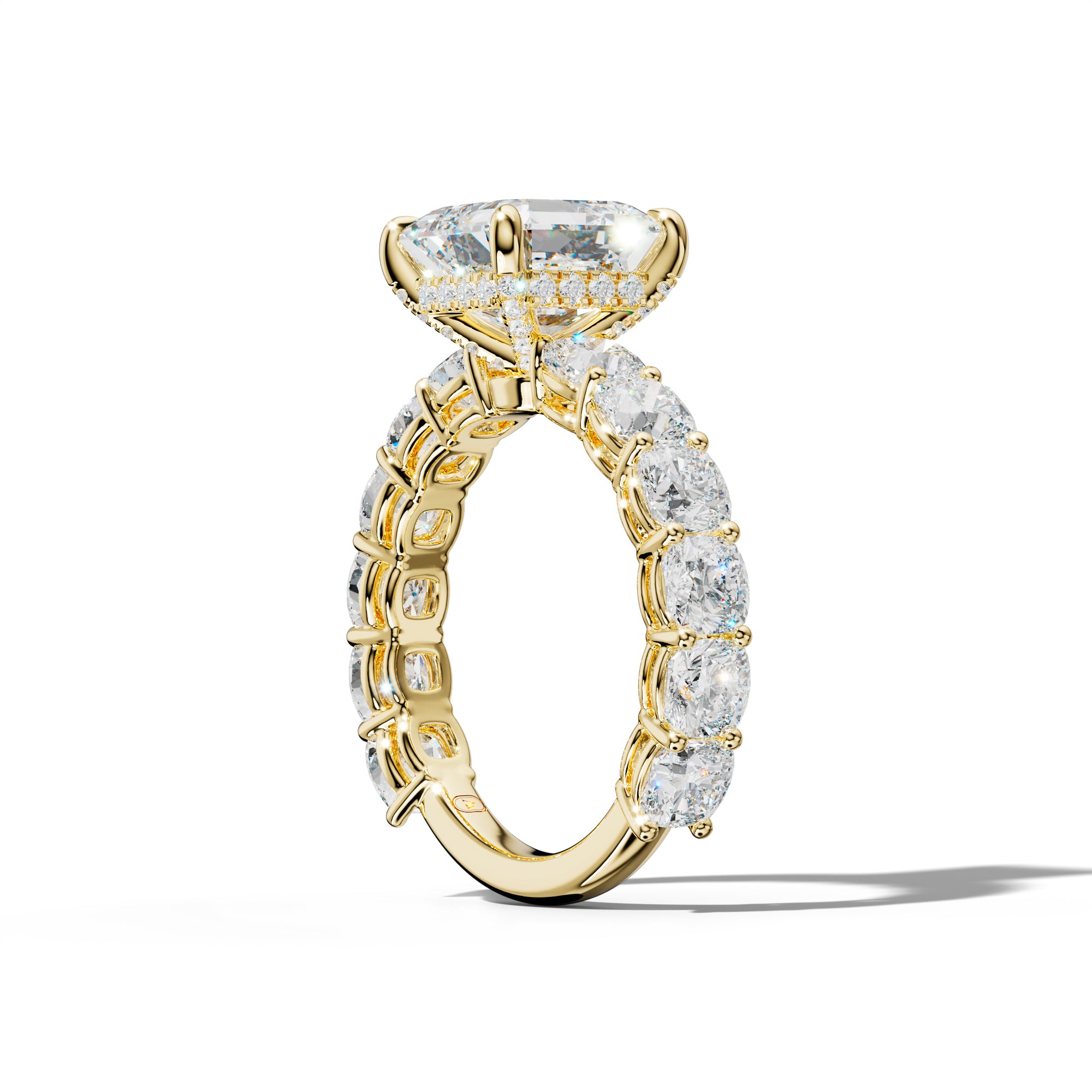 Bailey Asscher Diamond Engagement Ring With Cushion Side Stones