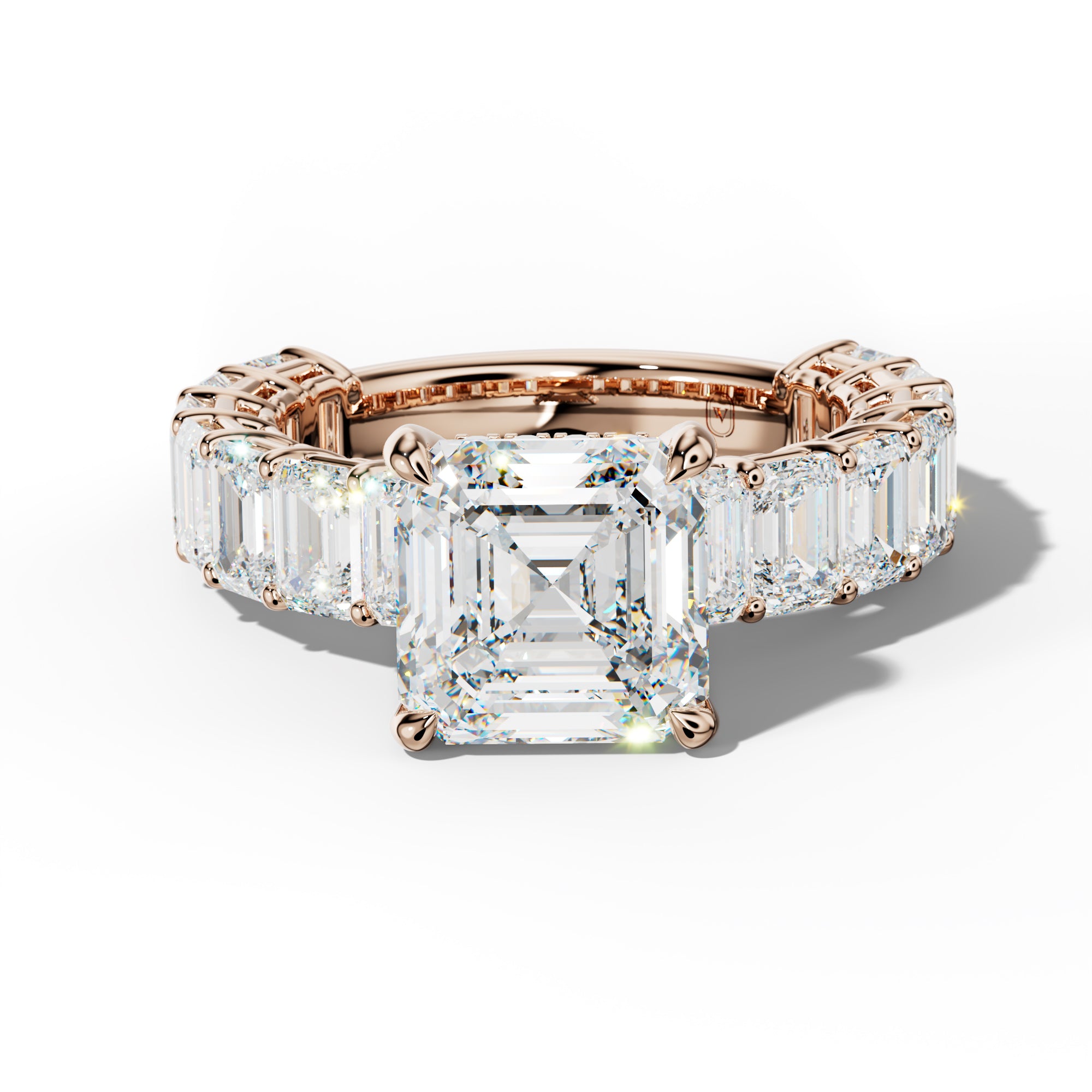 Mina Asscher Diamond Engagement Ring With Emerald Cut Side Stones