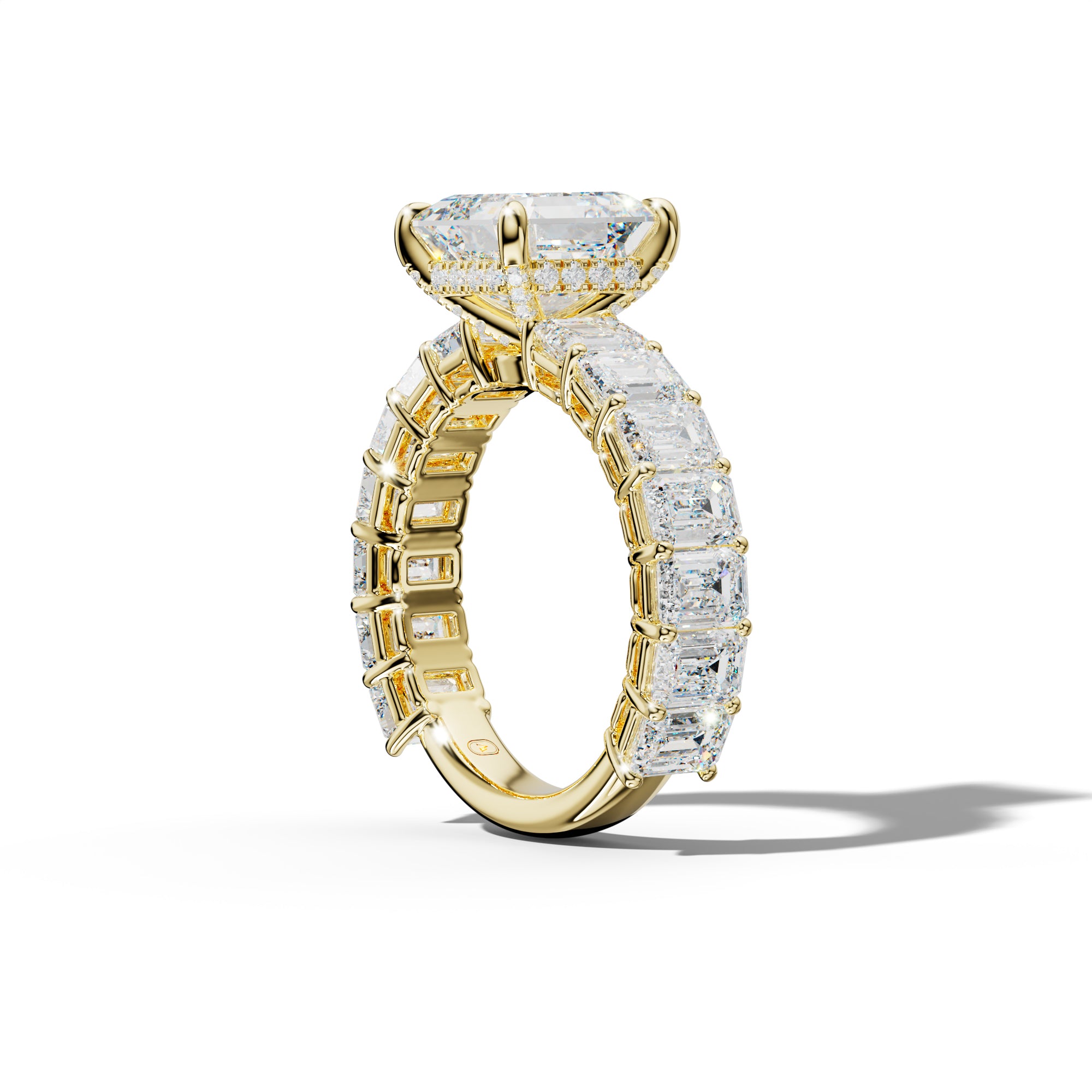 Mina Asscher Diamond Engagement Ring With Emerald Cut Side Stones