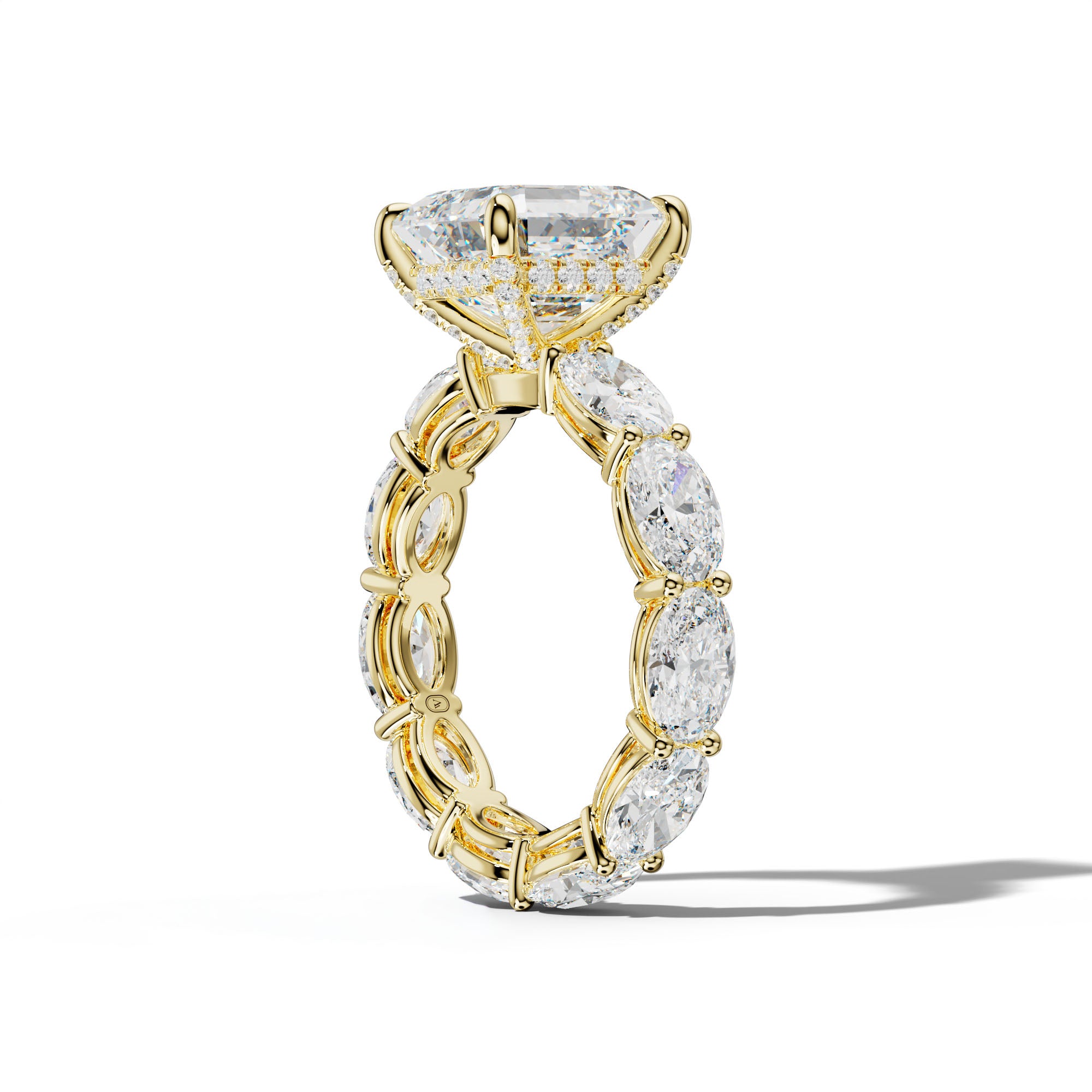 Alessia Asscher Diamond Engagement Ring With East West Oval Side Stones