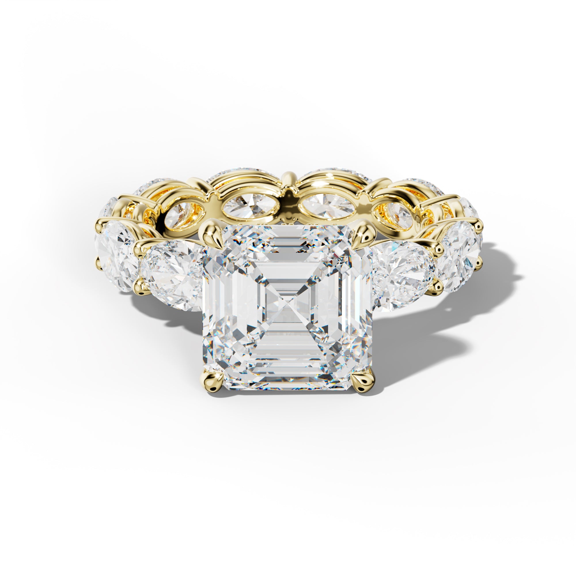 Alessia Asscher Diamond Engagement Ring With East West Oval Side Stones