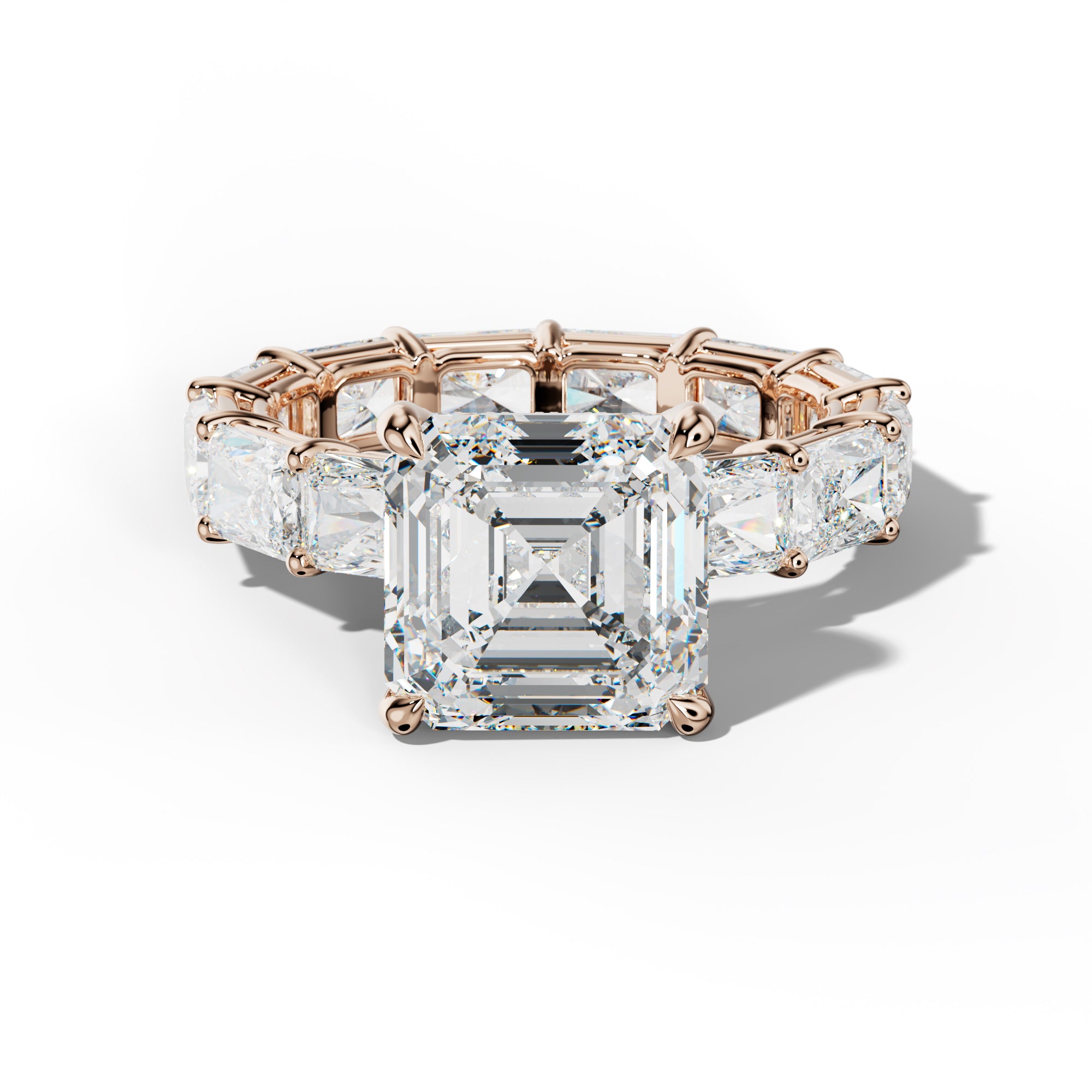 Mavis Asscher Diamond Engagement Ring With East West Radiant Side Stones