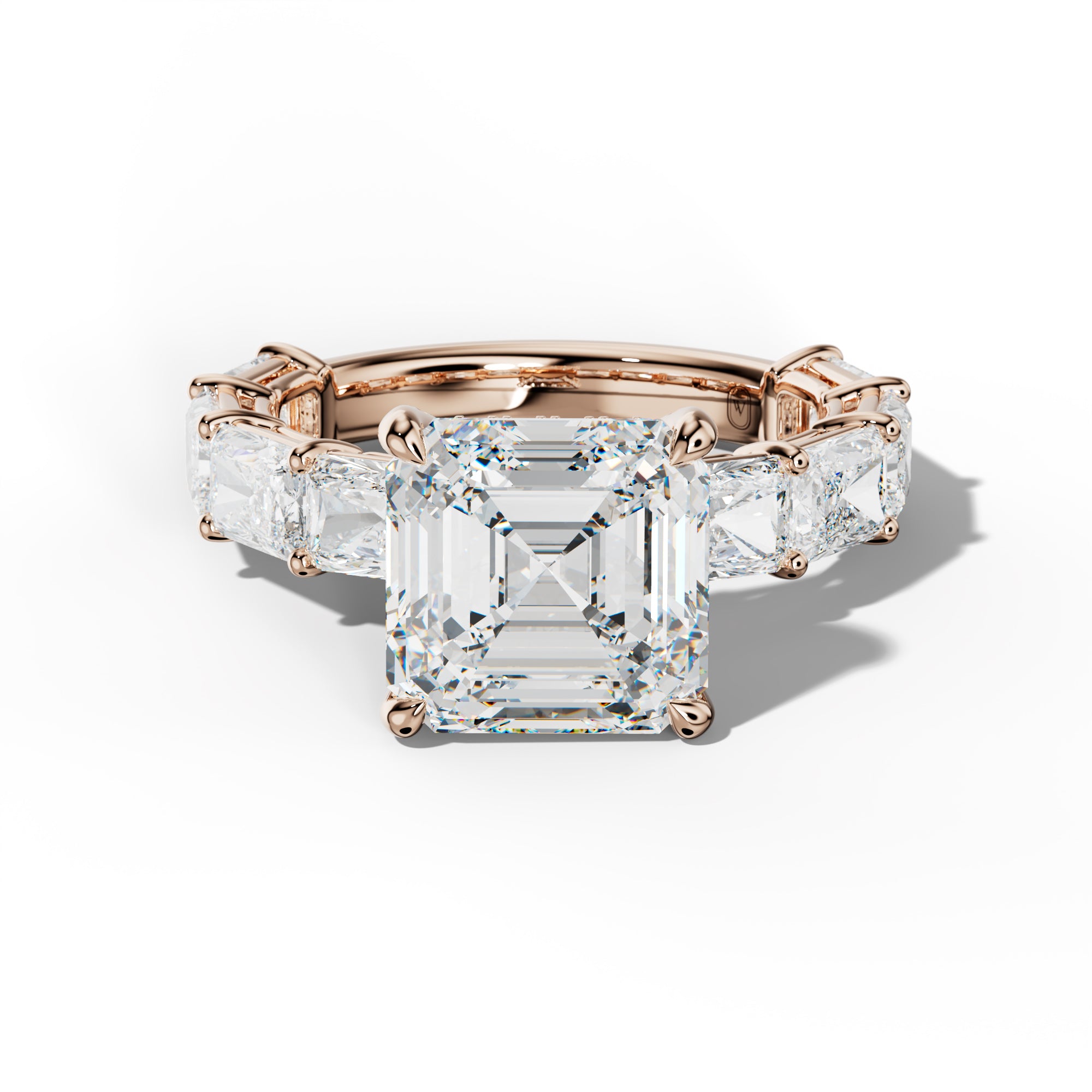 Raelynn Asscher Diamond Engagement Ring With East West Radiant Side Stones