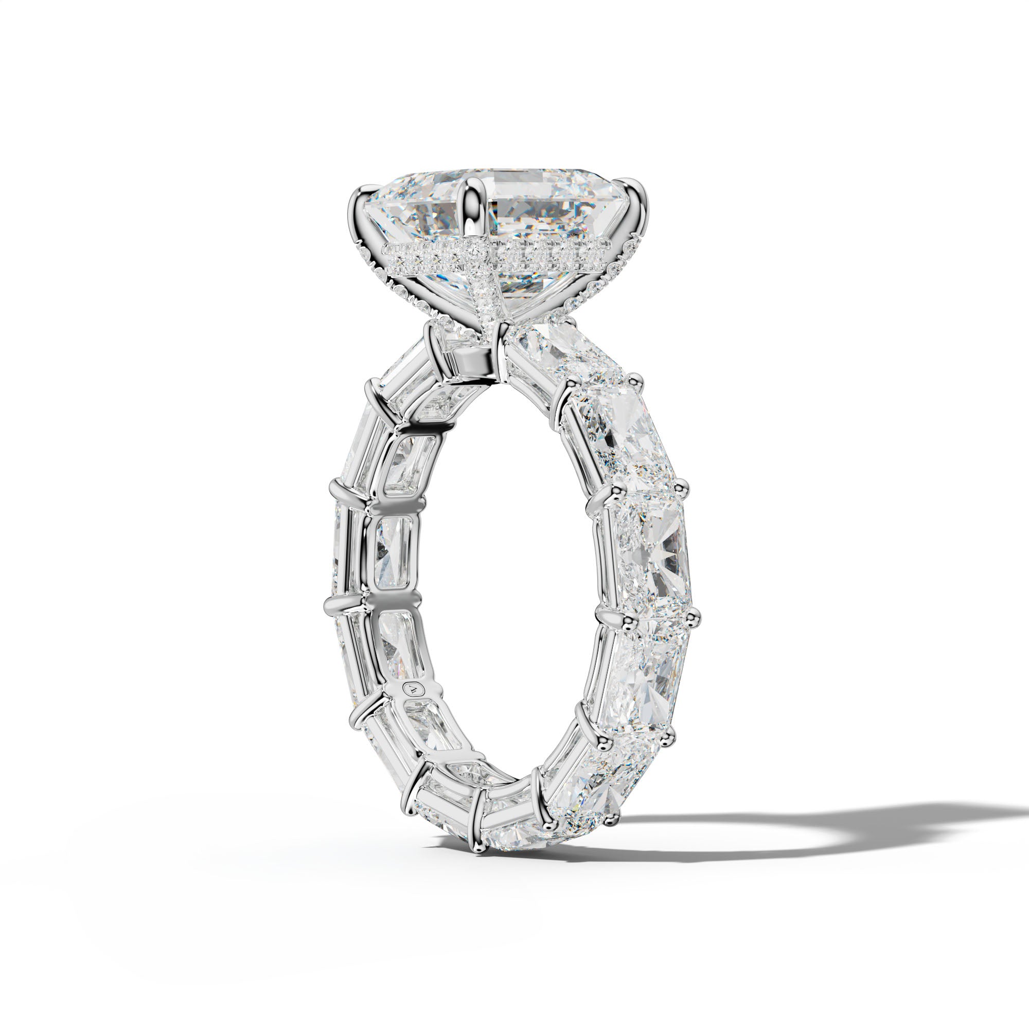 Mavis Asscher Diamond Engagement Ring With East West Radiant Side Stones