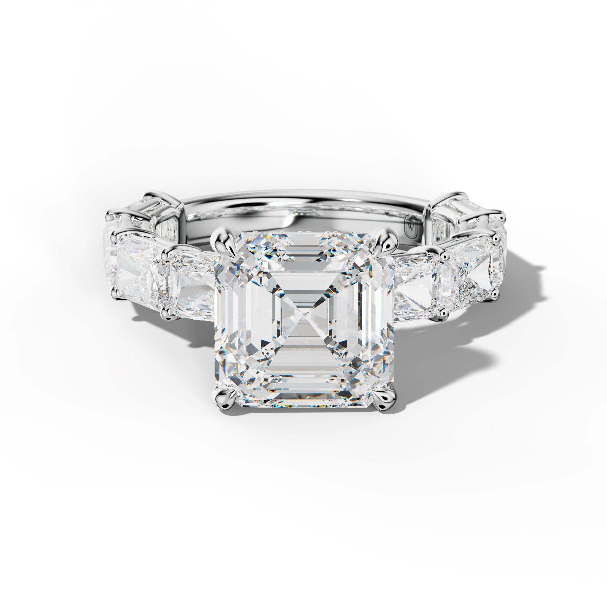Raelynn Asscher Diamond Engagement Ring With East West Radiant Side Stones