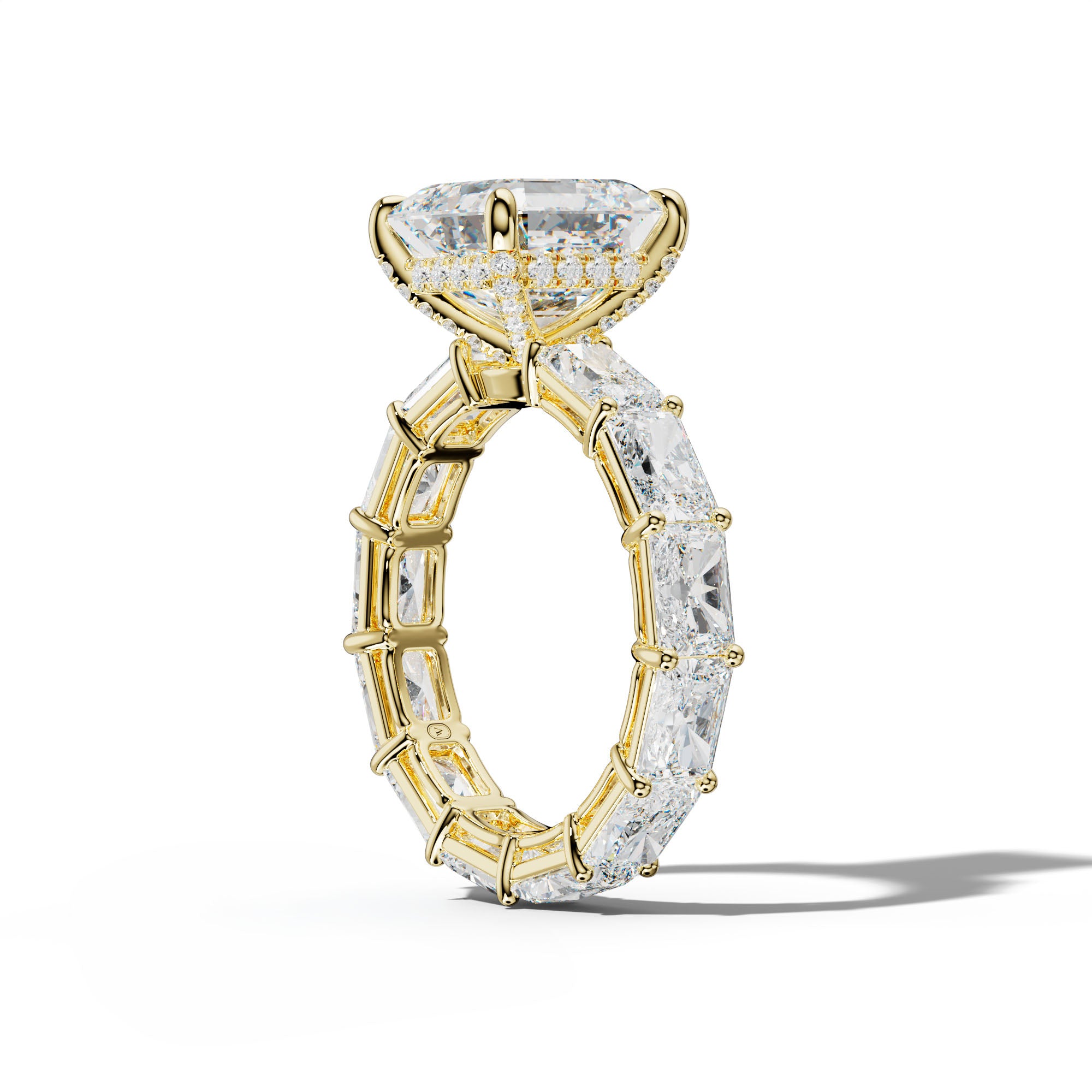 Mavis Asscher Diamond Engagement Ring With East West Radiant Side Stones
