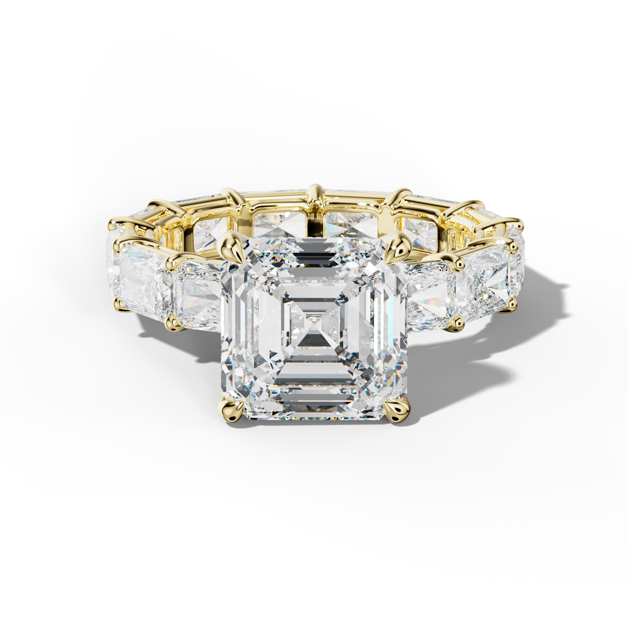 Mavis Asscher Diamond Engagement Ring With East West Radiant Side Stones