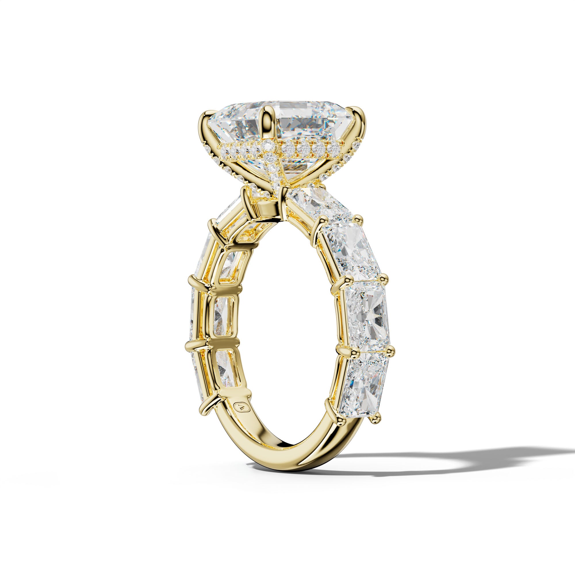 Raelynn Asscher Diamond Engagement Ring With East West Radiant Side Stones
