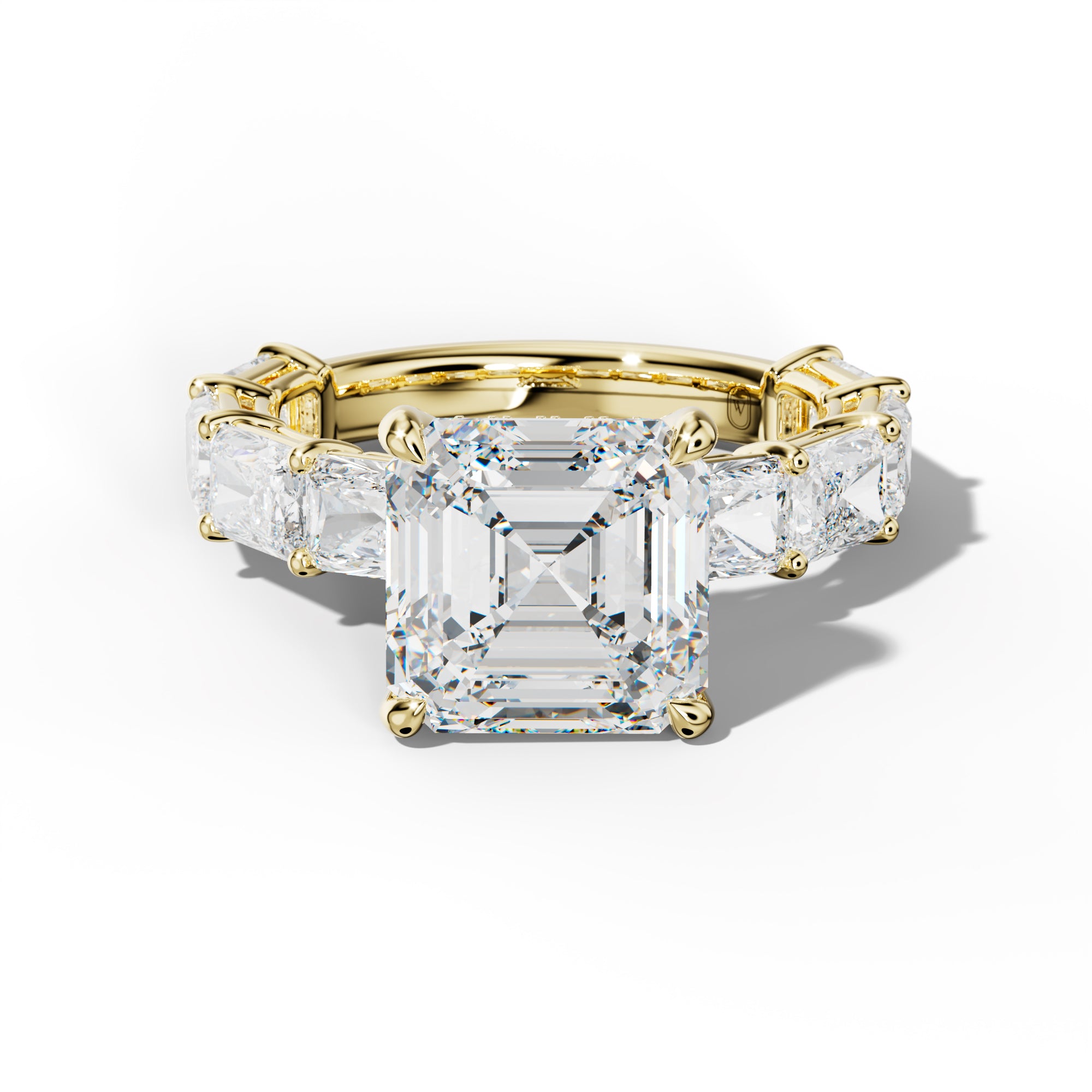 Raelynn Asscher Diamond Engagement Ring With East West Radiant Side Stones