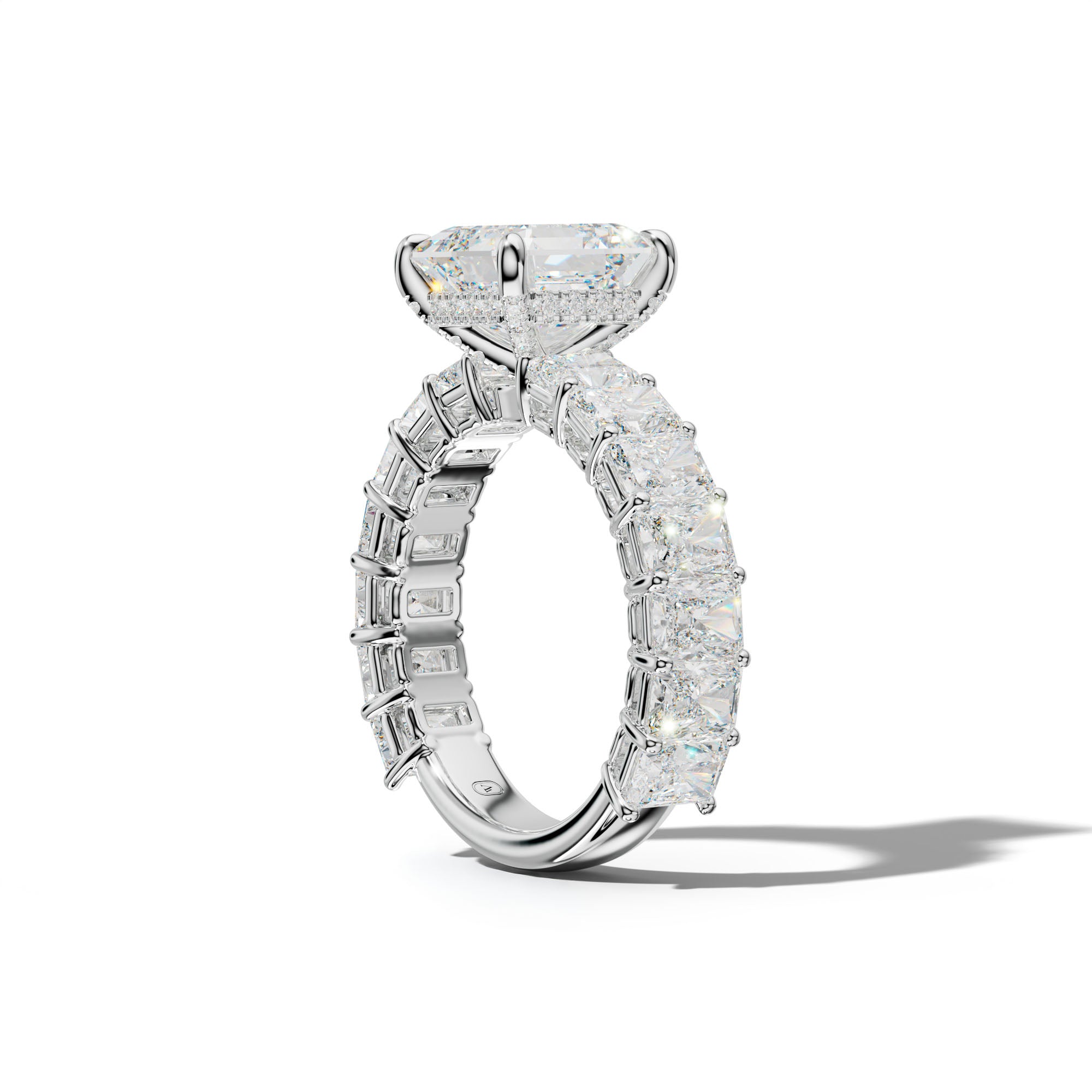 Naomi Asscher Diamond Engagement Ring With Radiant Side Stones