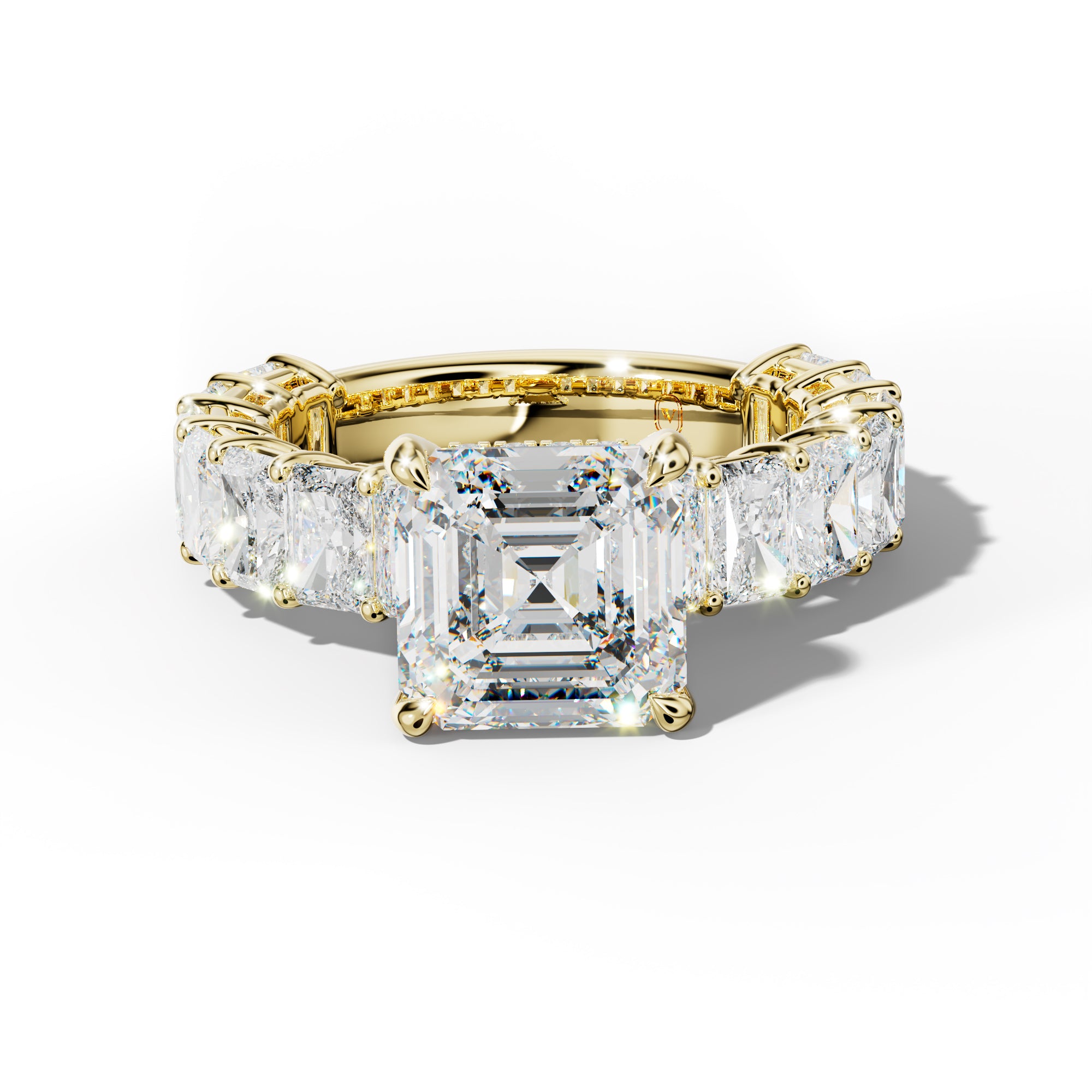 Naomi Asscher Diamond Engagement Ring With Radiant Side Stones
