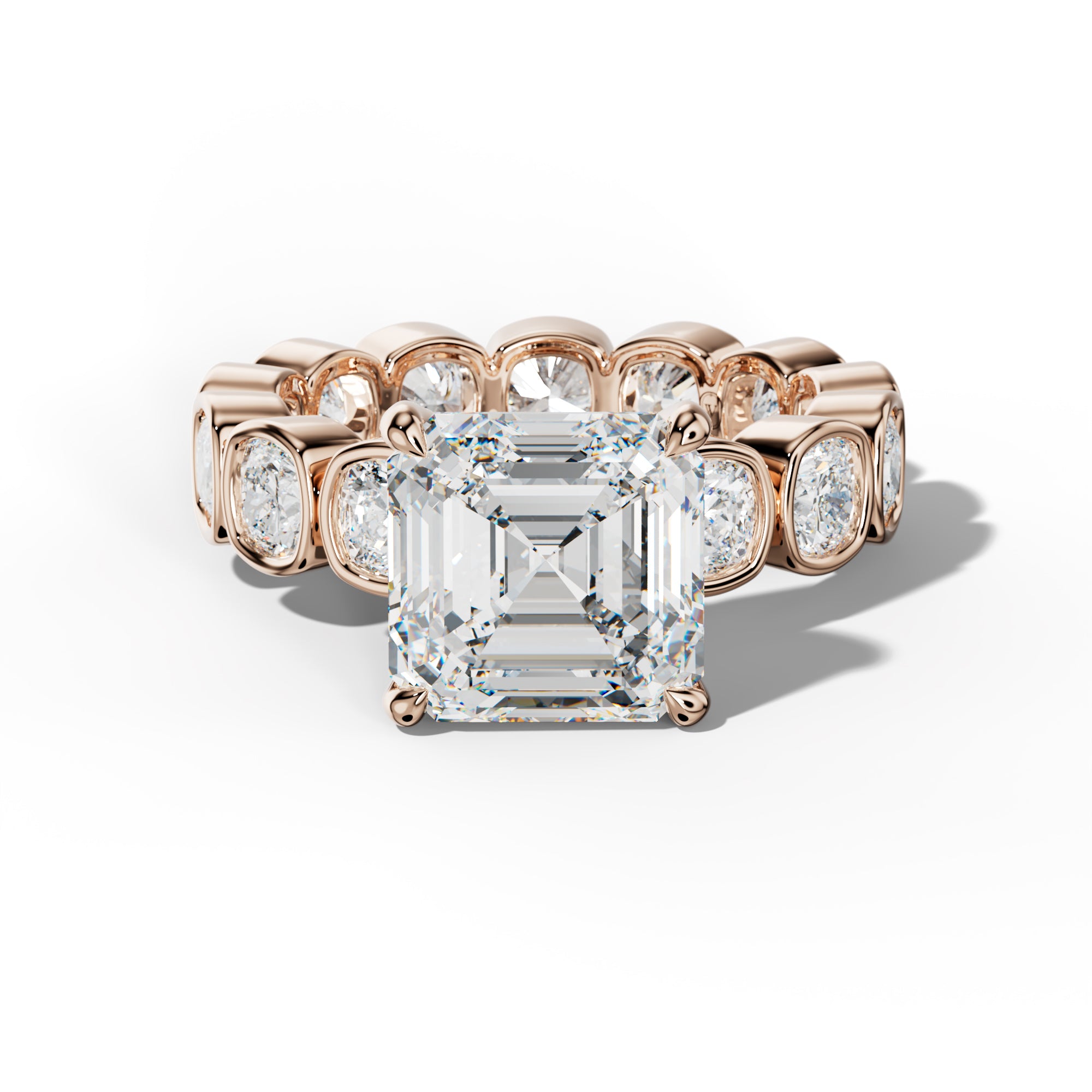 Emerson Asscher Diamond Engagement Ring With Cushion Side Stones