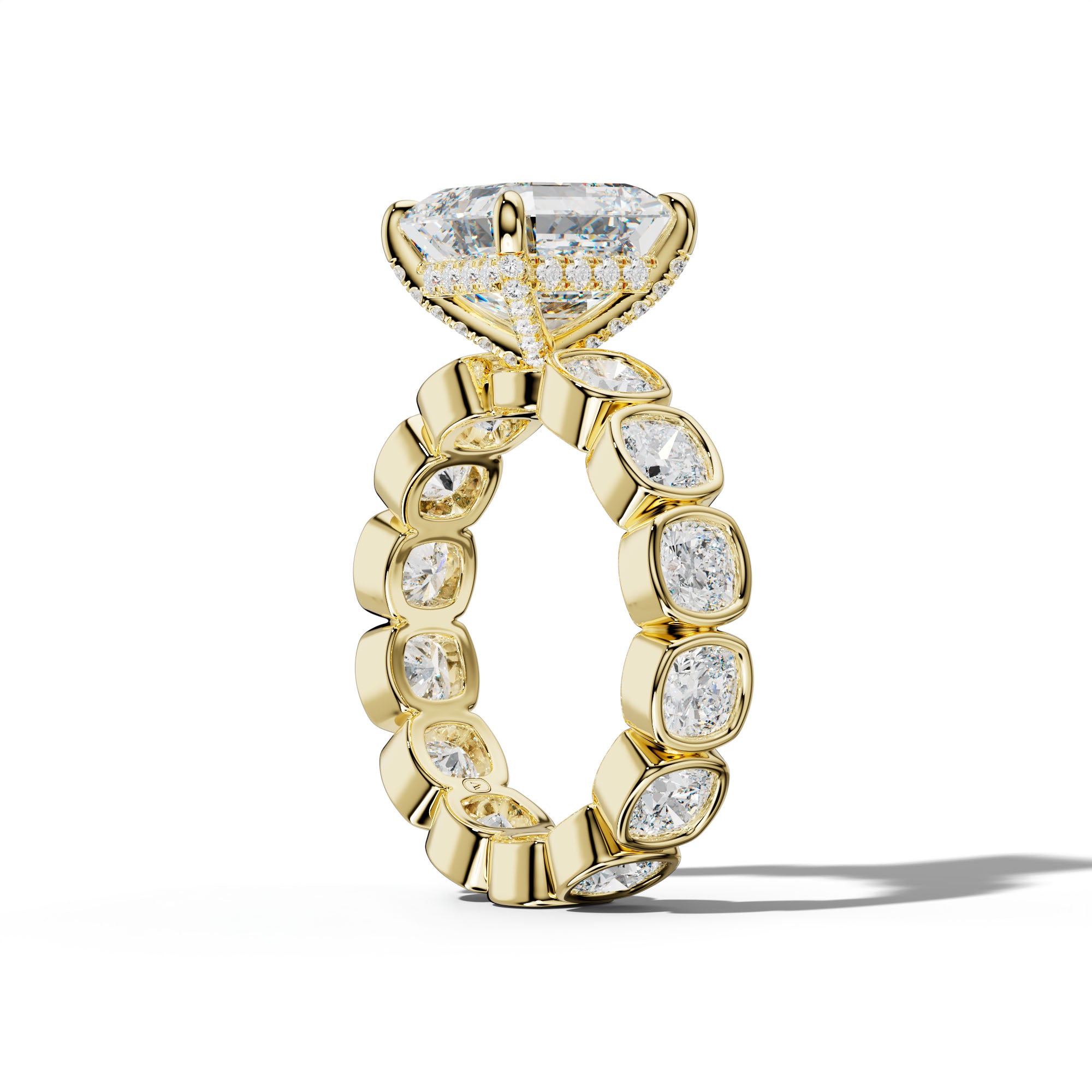 Emerson Asscher Diamond Engagement Ring With Cushion Side Stones