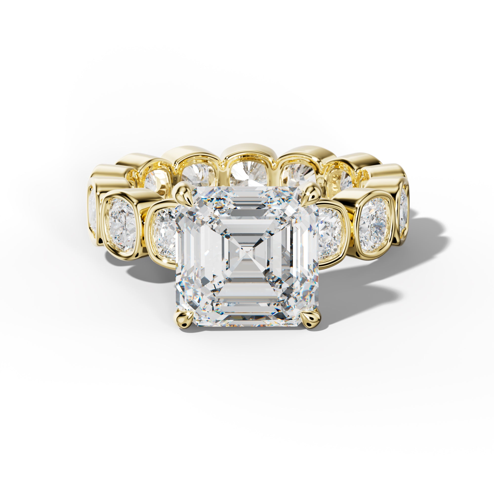 Emerson Asscher Diamond Engagement Ring With Cushion Side Stones