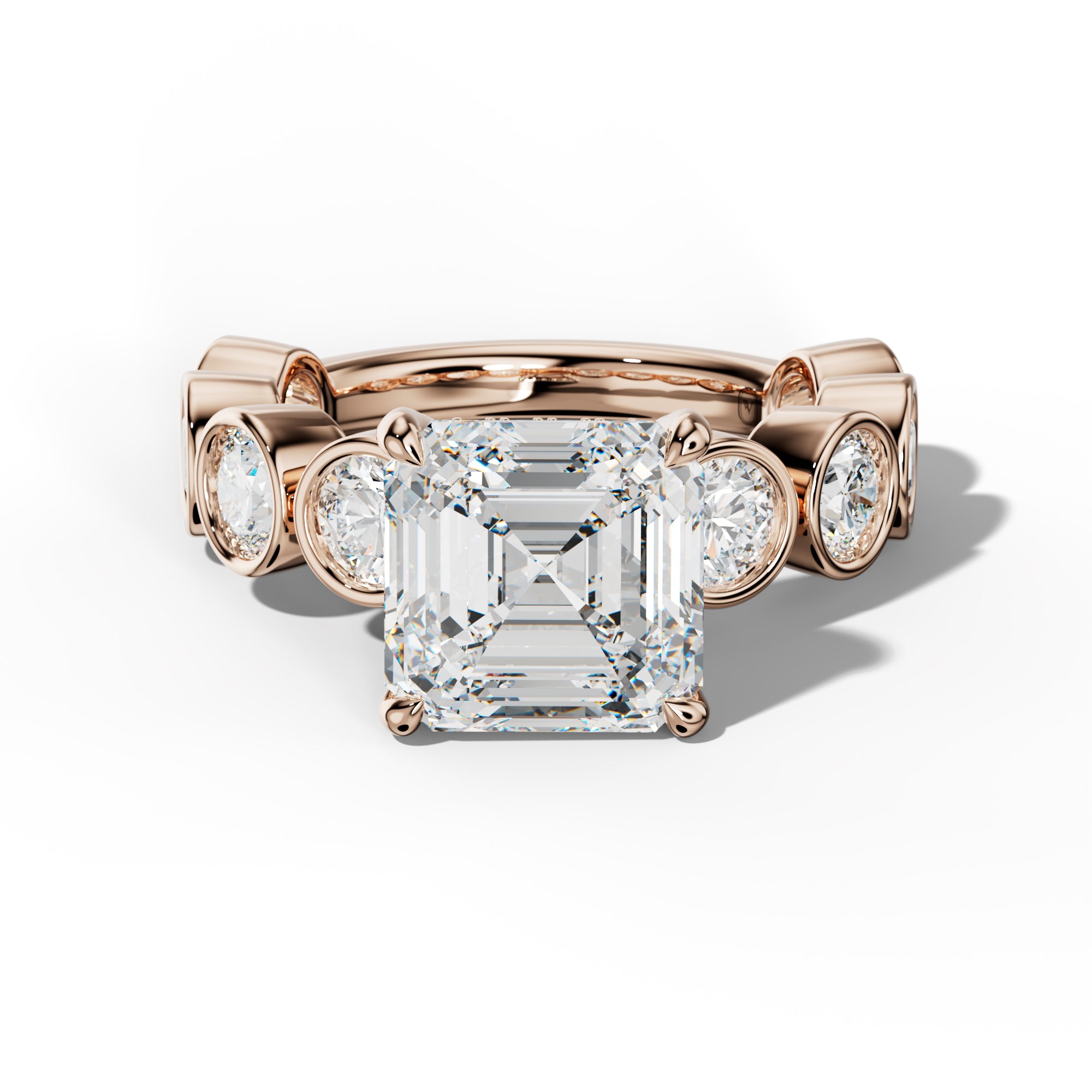 Raegan Asscher Diamond Engagement Ring With Round Side Stones
