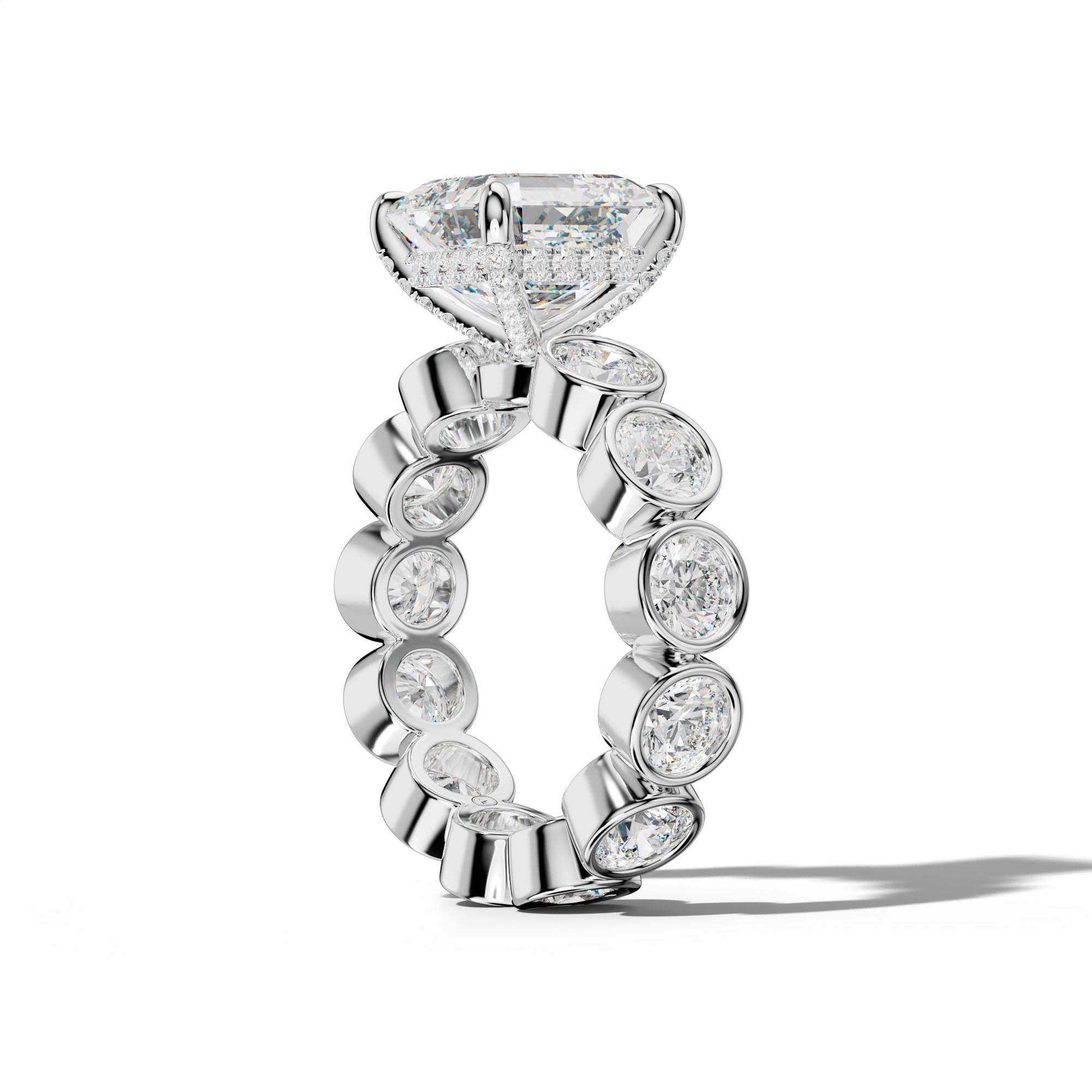 Maeve Asscher Diamond Engagement Ring With Round Side Stones
