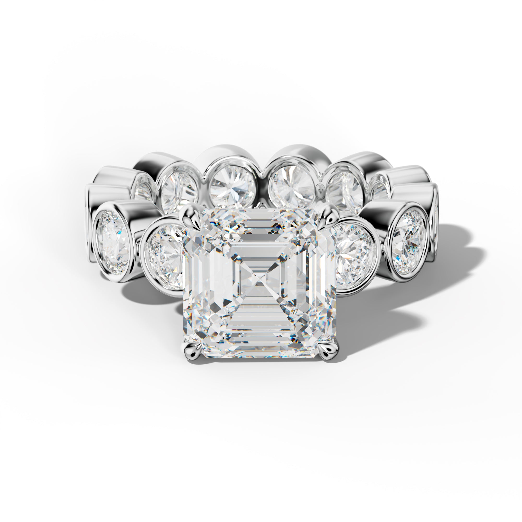 Maeve Asscher Diamond Engagement Ring With Round Side Stones