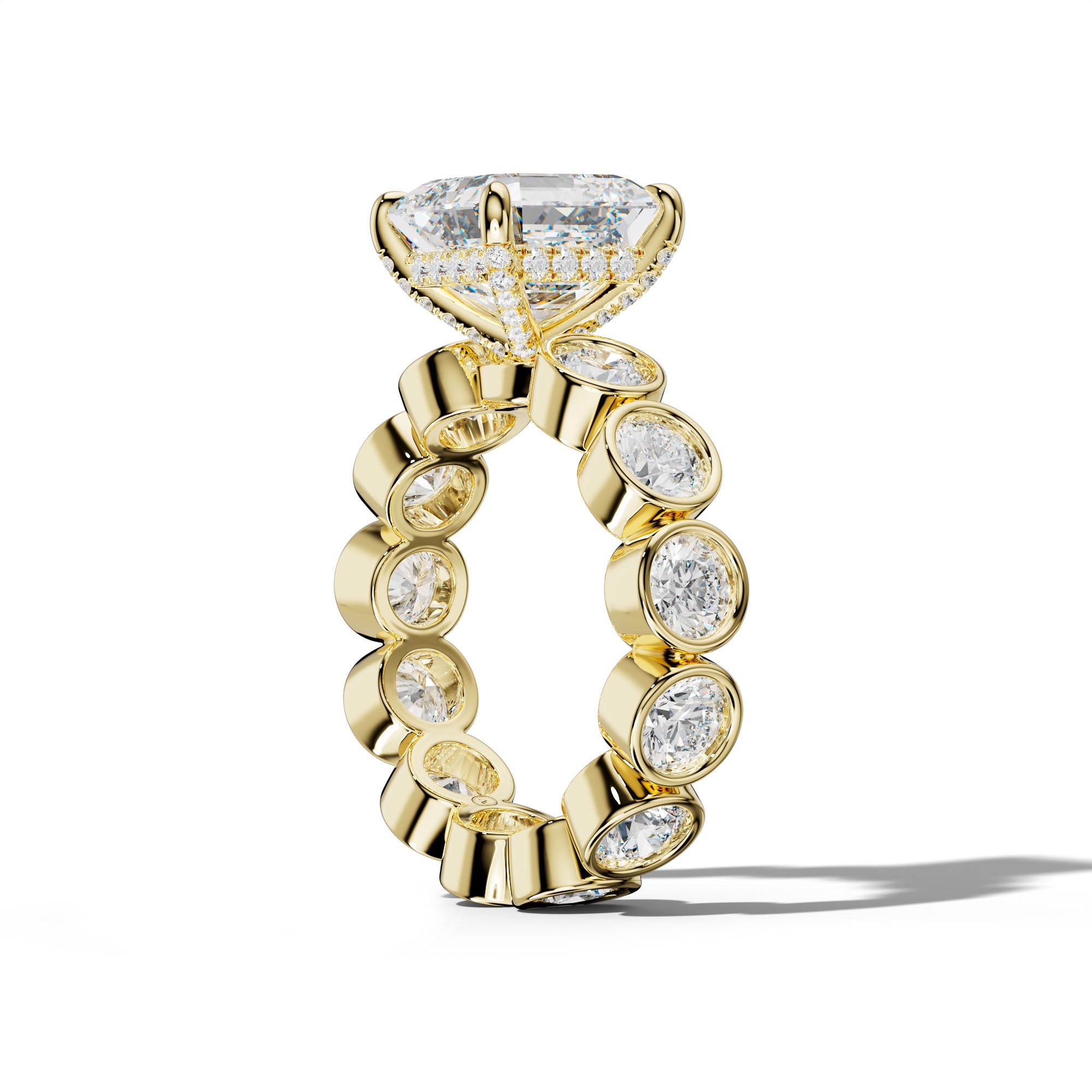 Maeve Asscher Diamond Engagement Ring With Round Side Stones