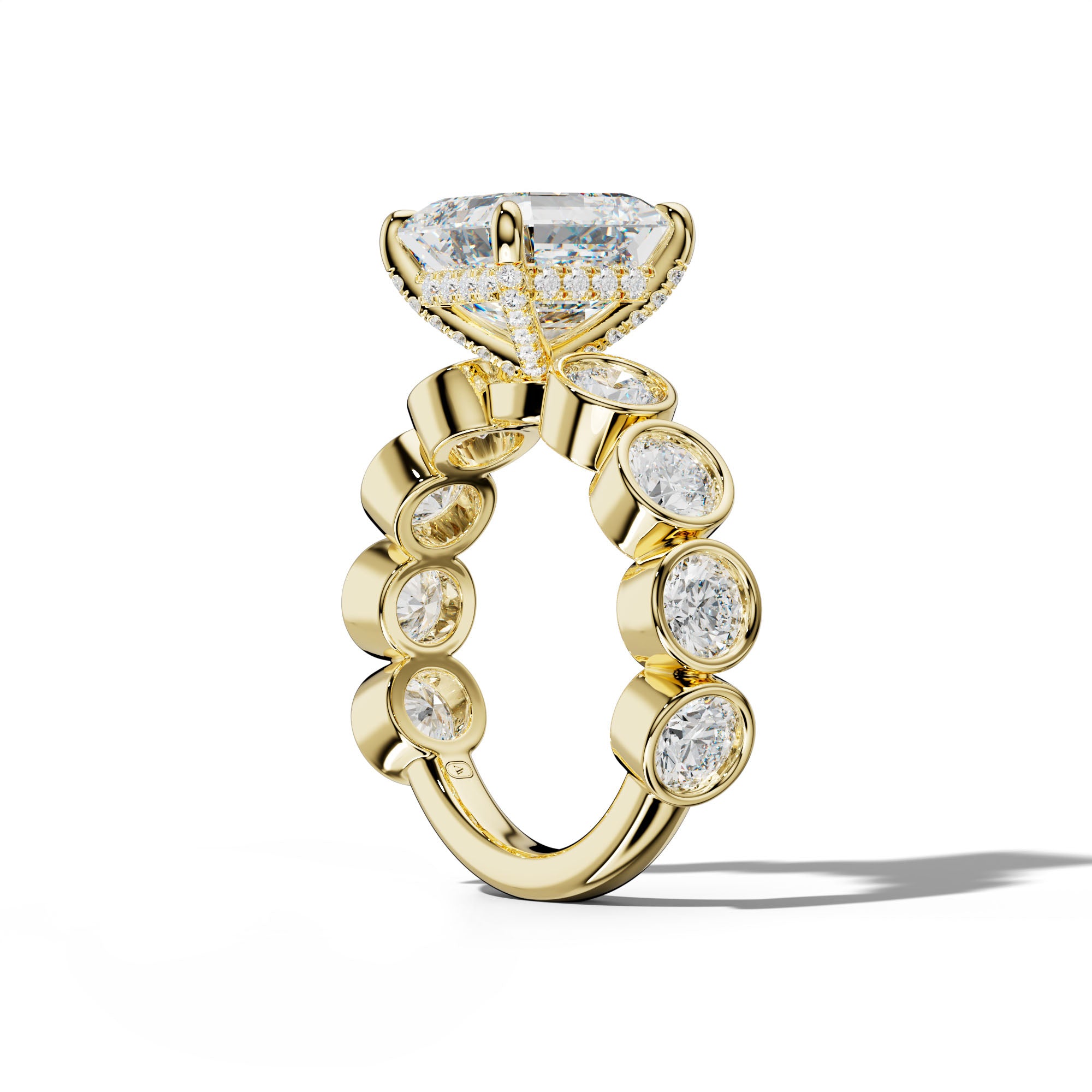 Raegan Asscher Diamond Engagement Ring With Round Side Stones