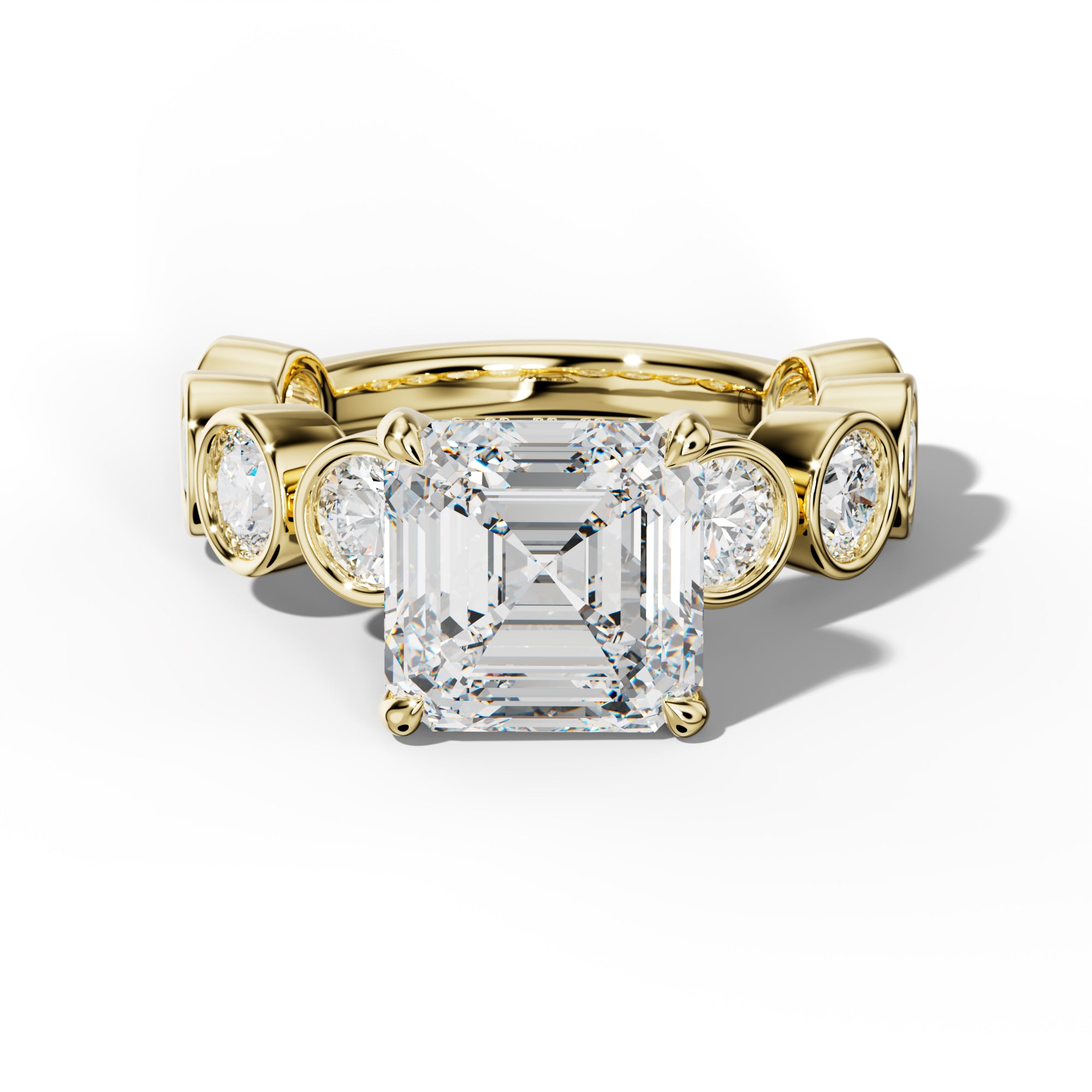Raegan Asscher Diamond Engagement Ring With Round Side Stones