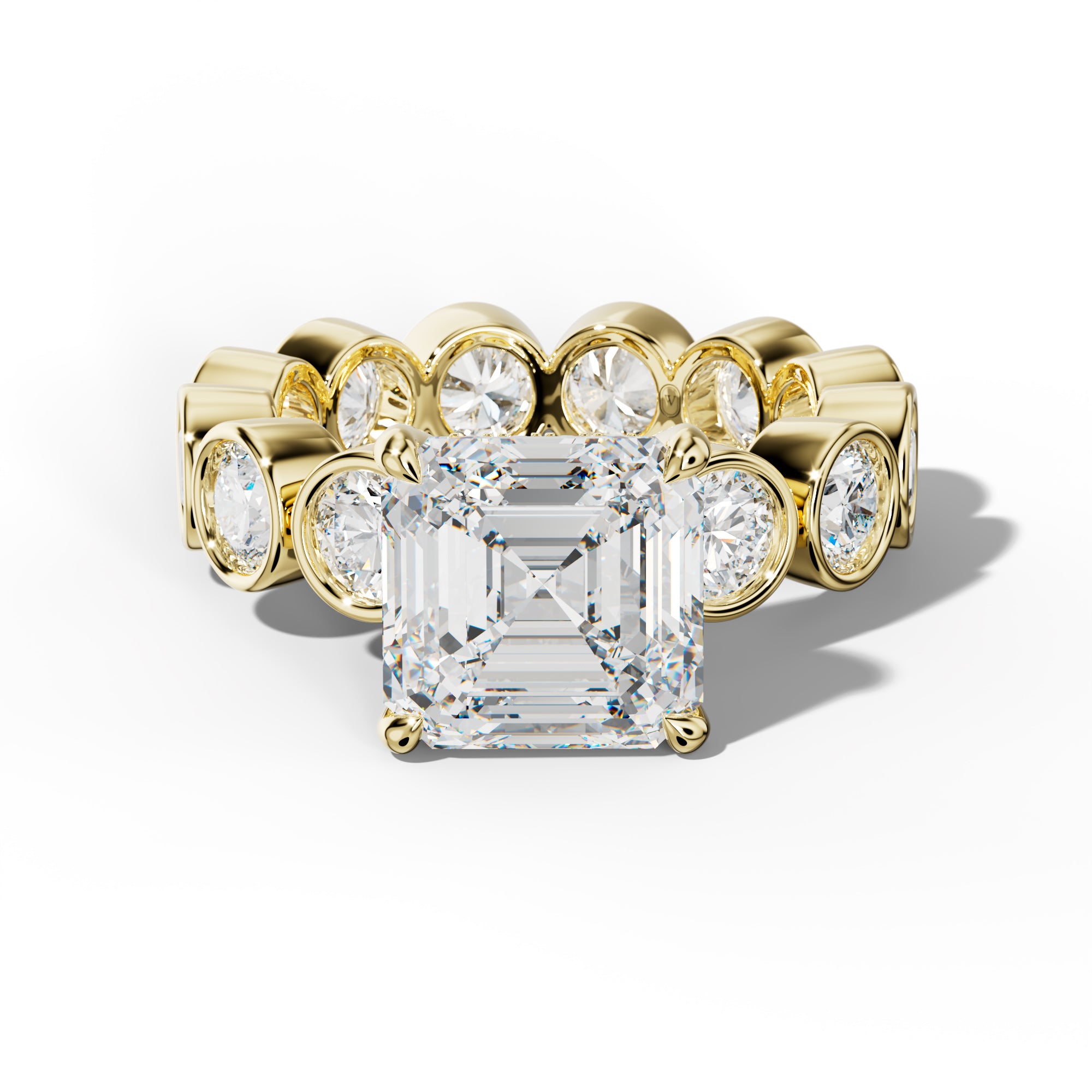 Maeve Asscher Diamond Engagement Ring With Round Side Stones