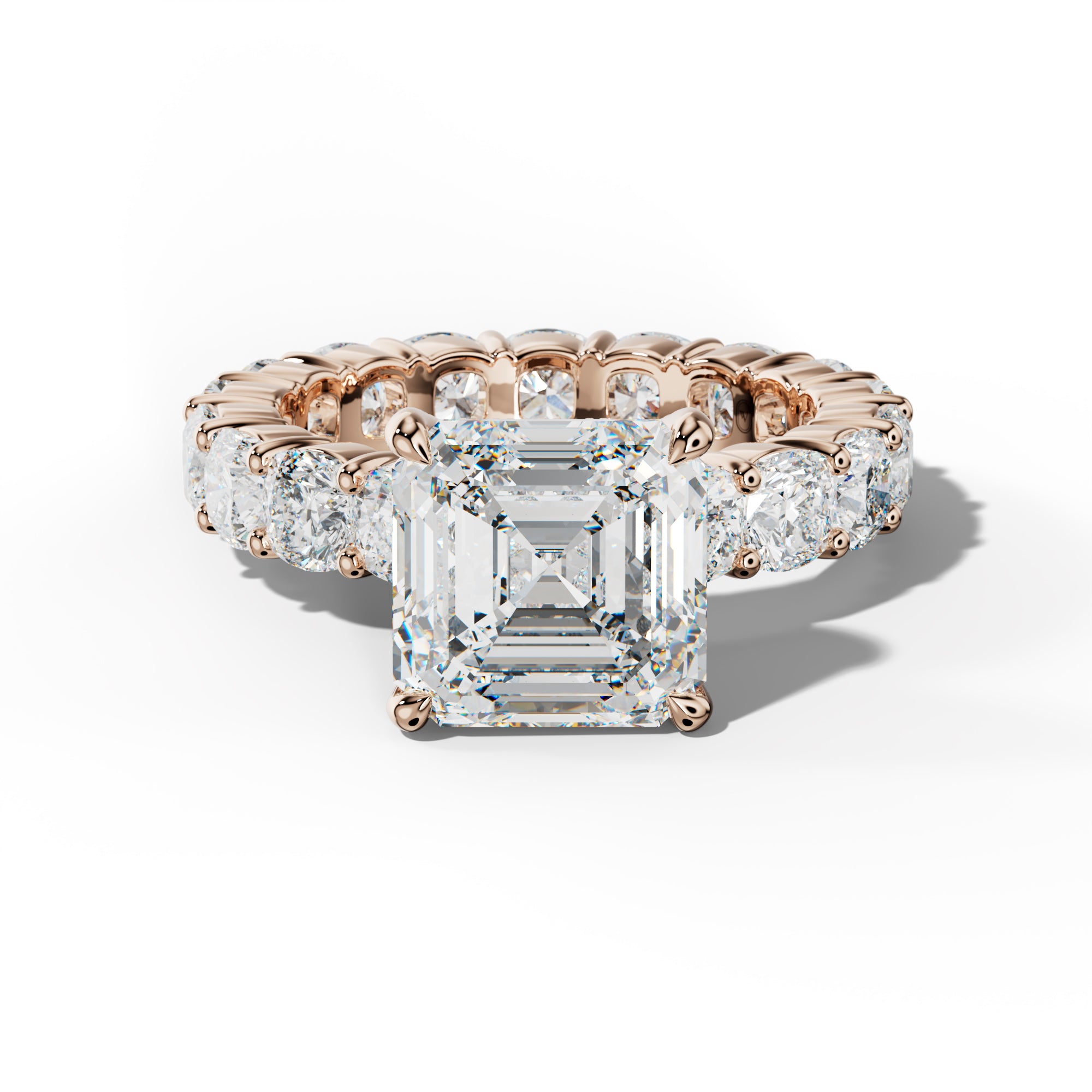Teagan Asscher Diamond Engagement Ring With Cushion Side Stones