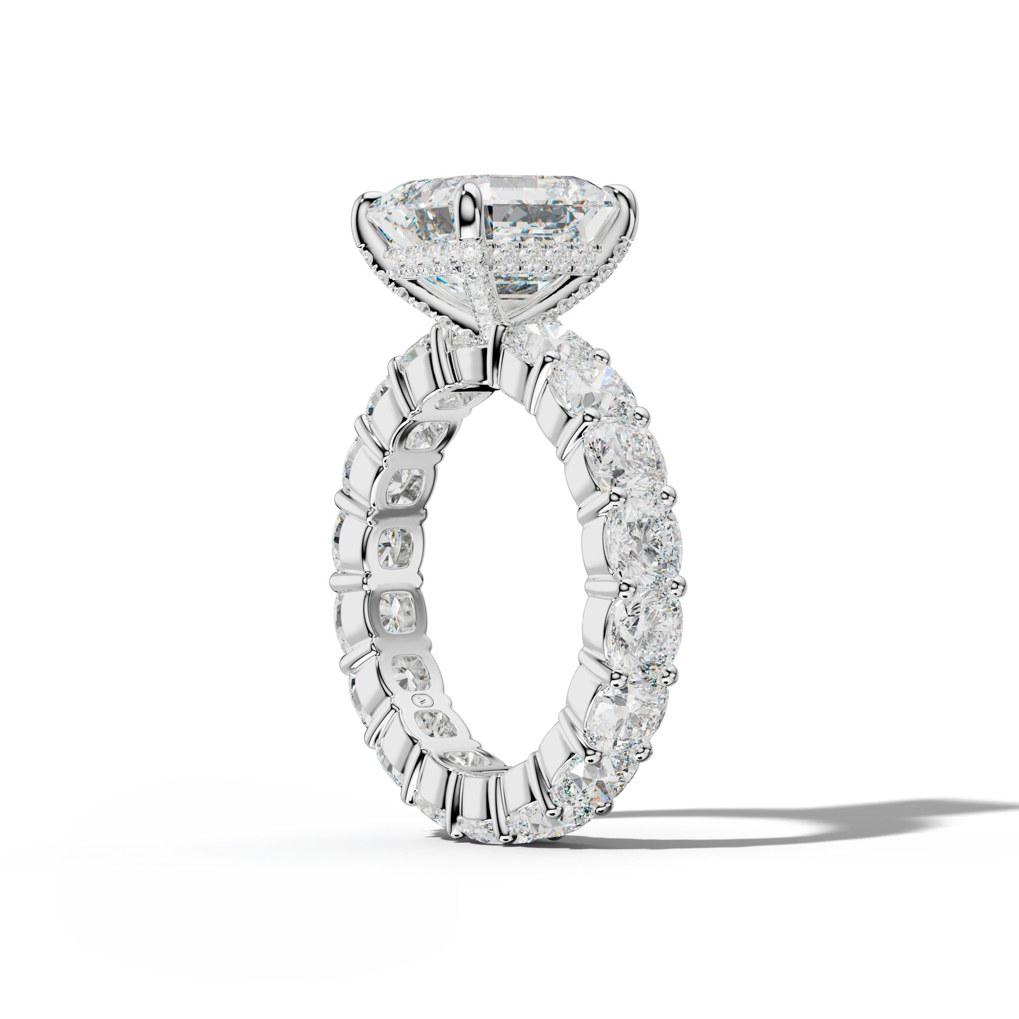 Teagan Asscher Diamond Engagement Ring With Cushion Side Stones