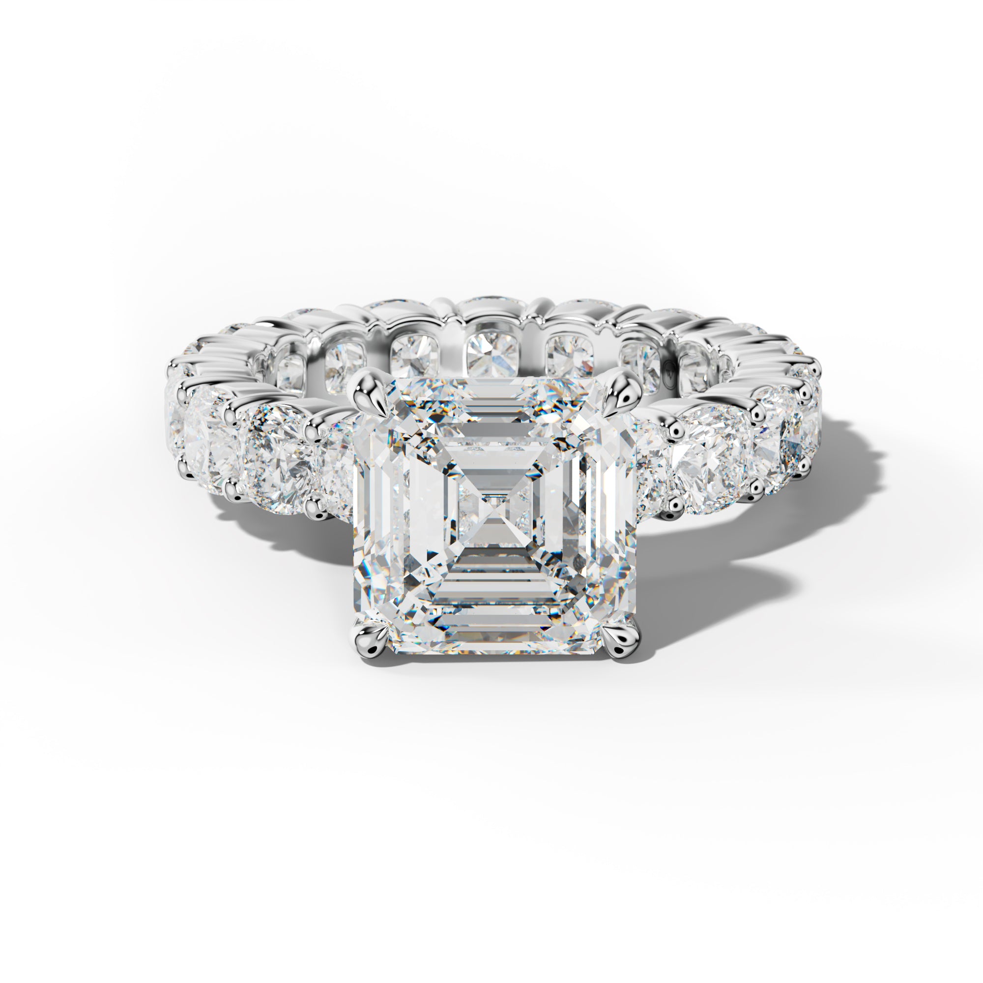 Teagan Asscher Diamond Engagement Ring With Cushion Side Stones