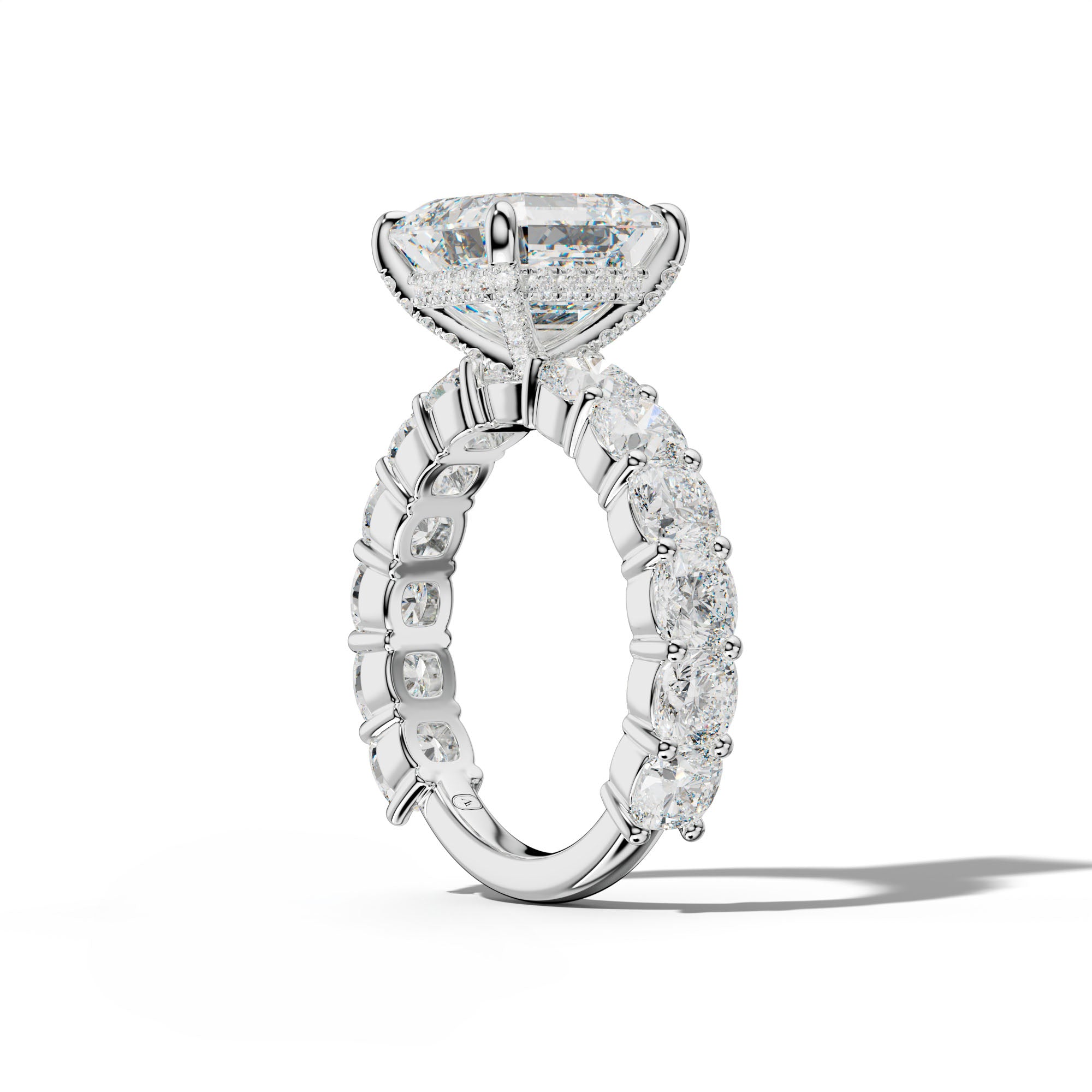 Scottie Asscher Diamond Engagement Ring With Cushion Side Stones
