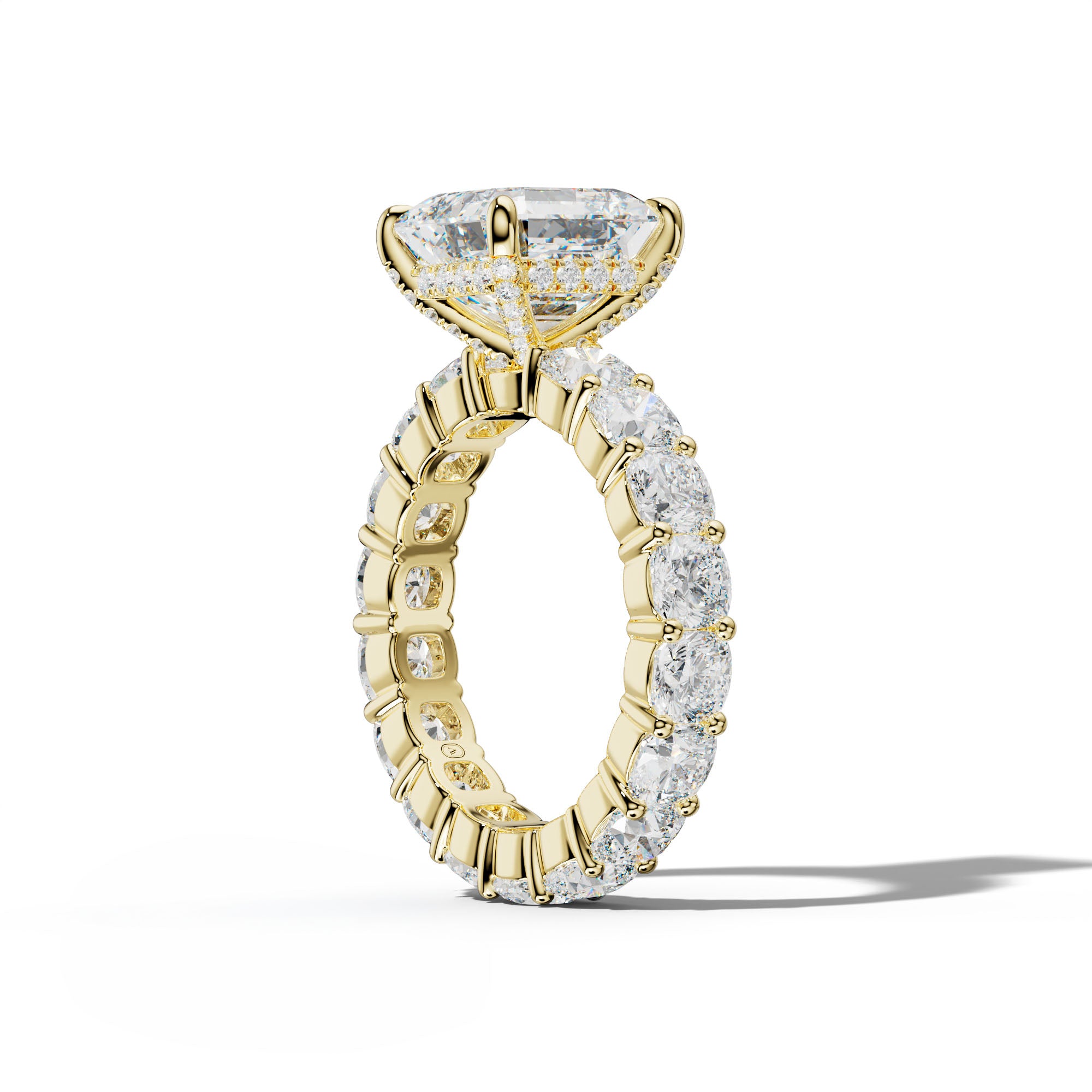 Teagan Asscher Diamond Engagement Ring With Cushion Side Stones