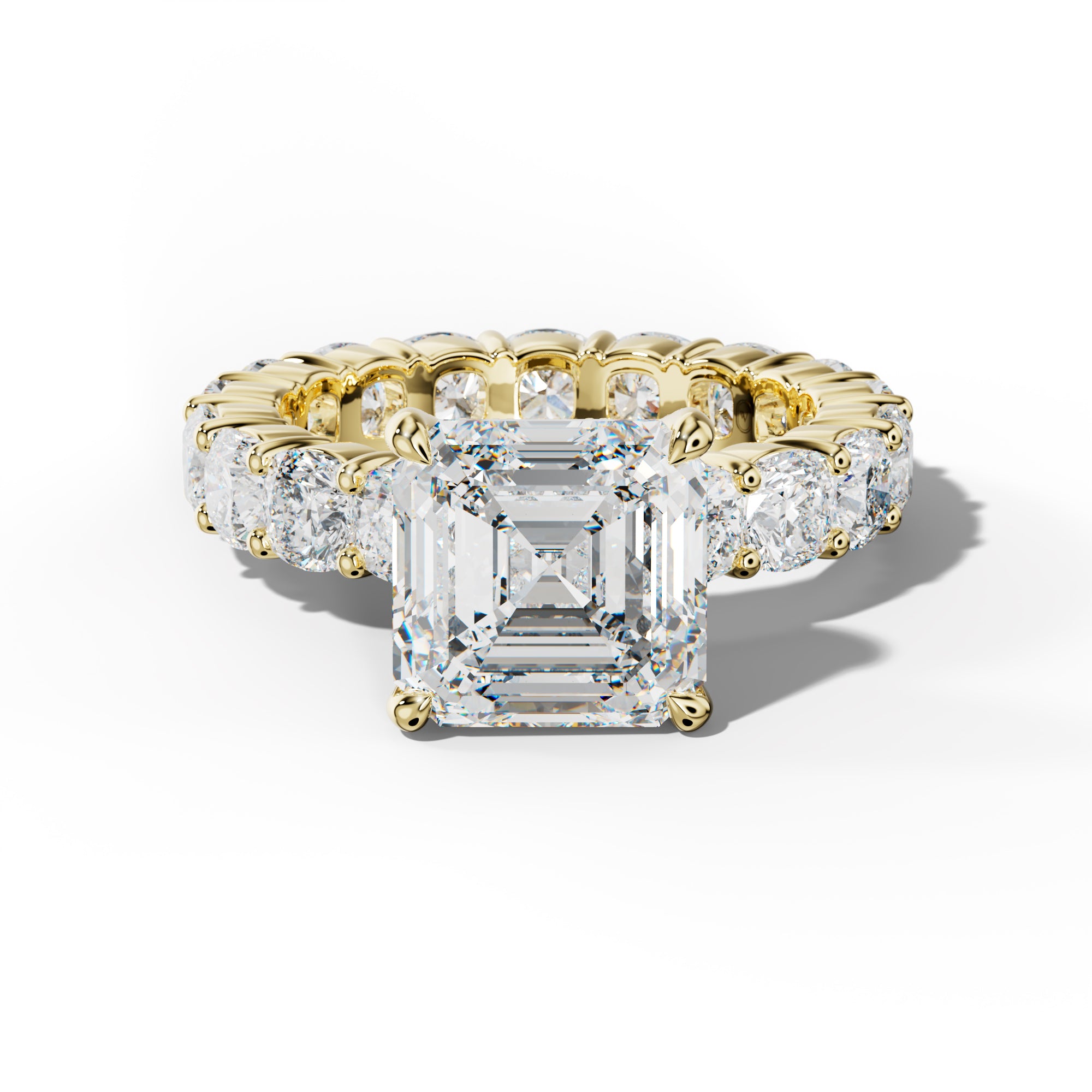 Teagan Asscher Diamond Engagement Ring With Cushion Side Stones