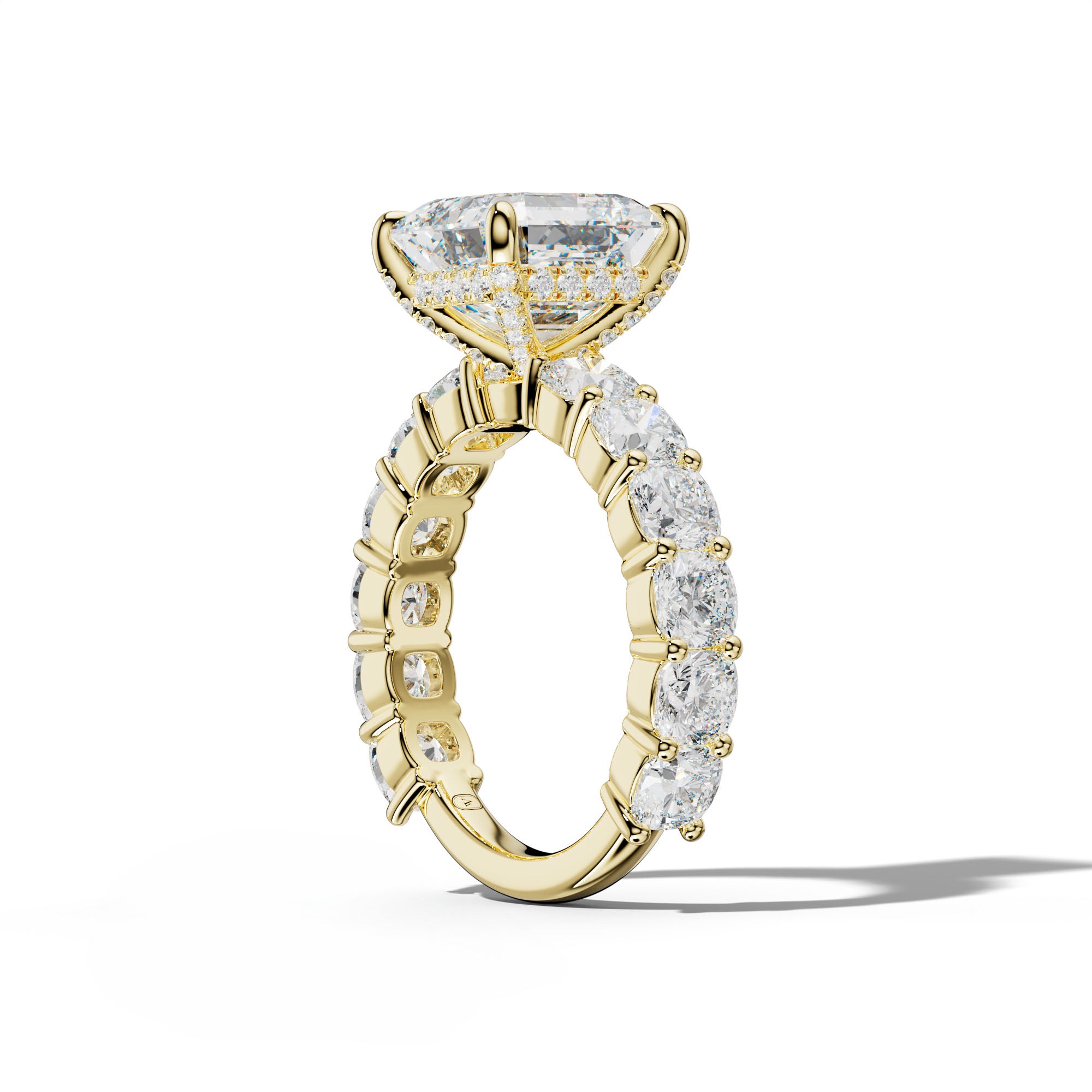 Scottie Asscher Diamond Engagement Ring With Cushion Side Stones