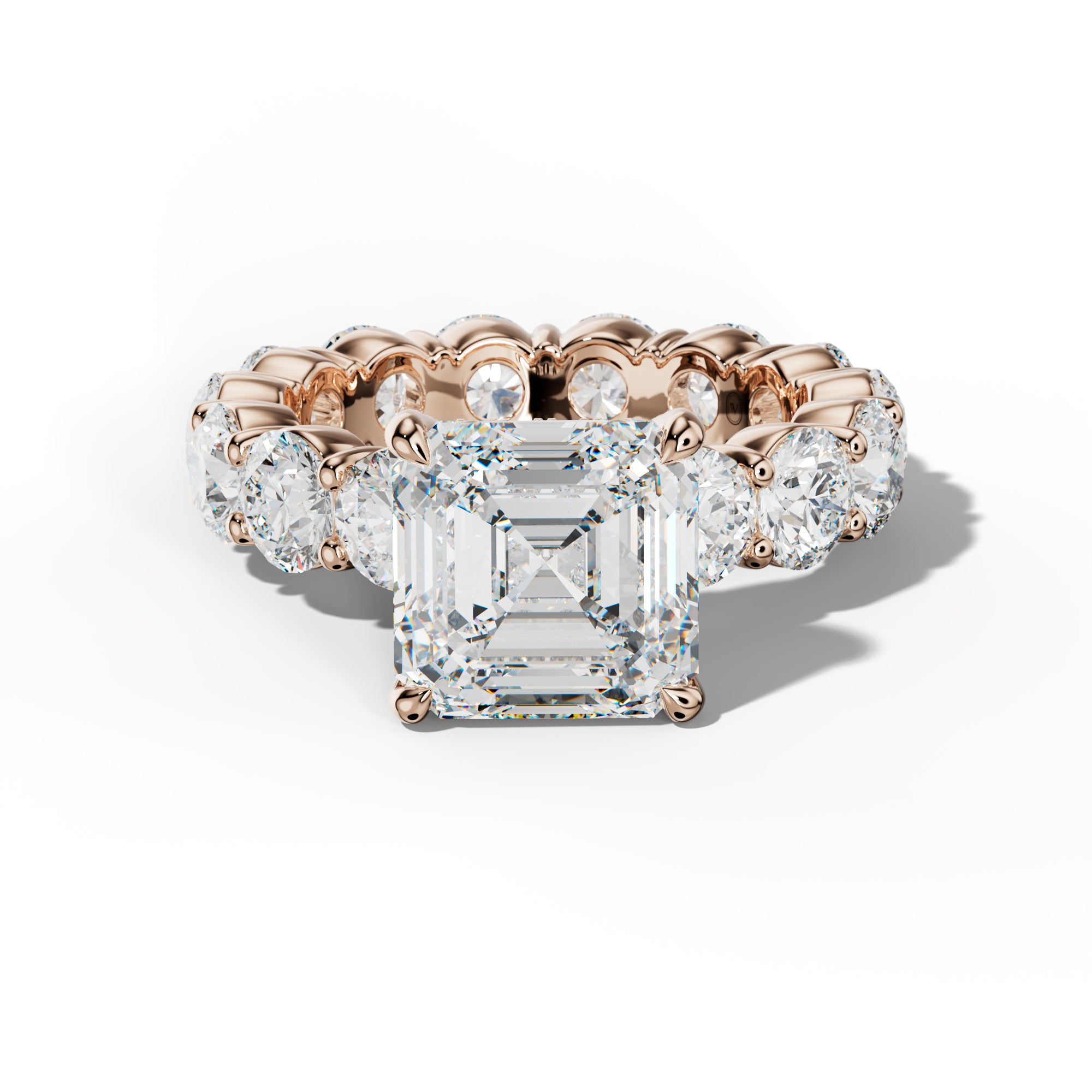 Fernanda Asscher Diamond Engagement Ring With Round Side Stones
