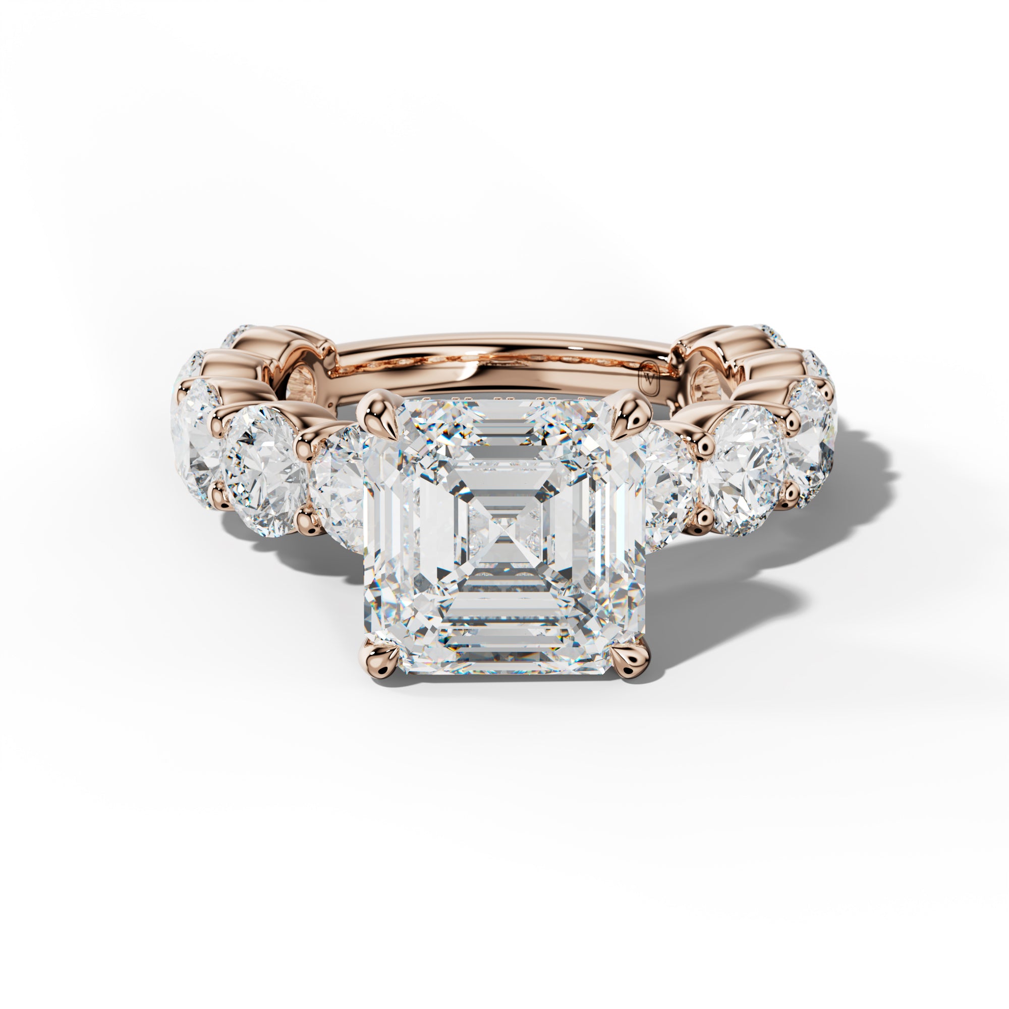 Marley Asscher Diamond Engagement Ring With Round Side Stones