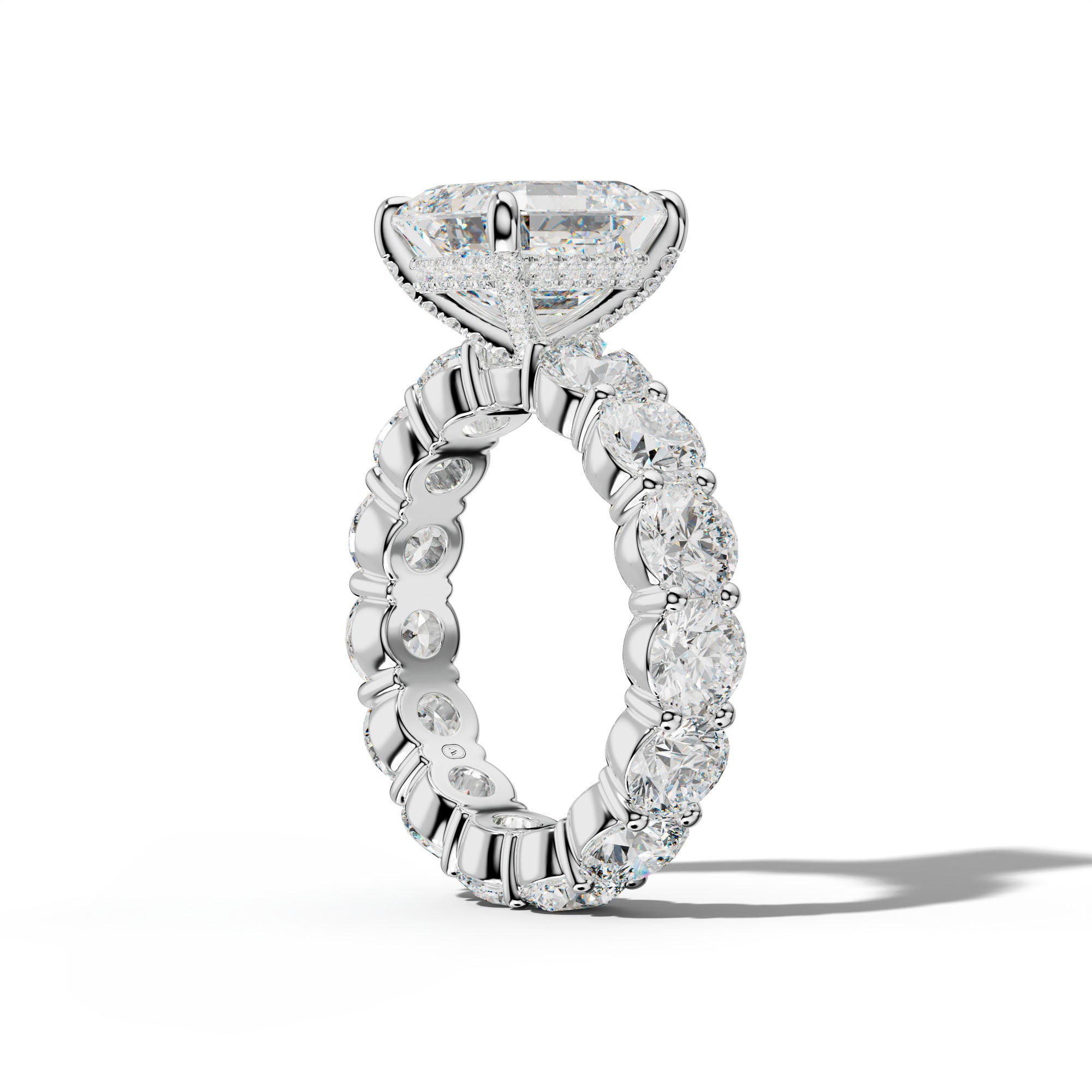 Fernanda Asscher Diamond Engagement Ring With Round Side Stones