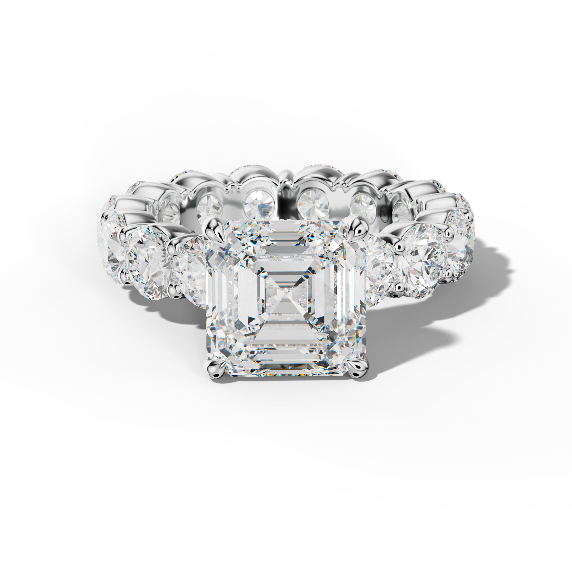 Fernanda Asscher Diamond Engagement Ring With Round Side Stones