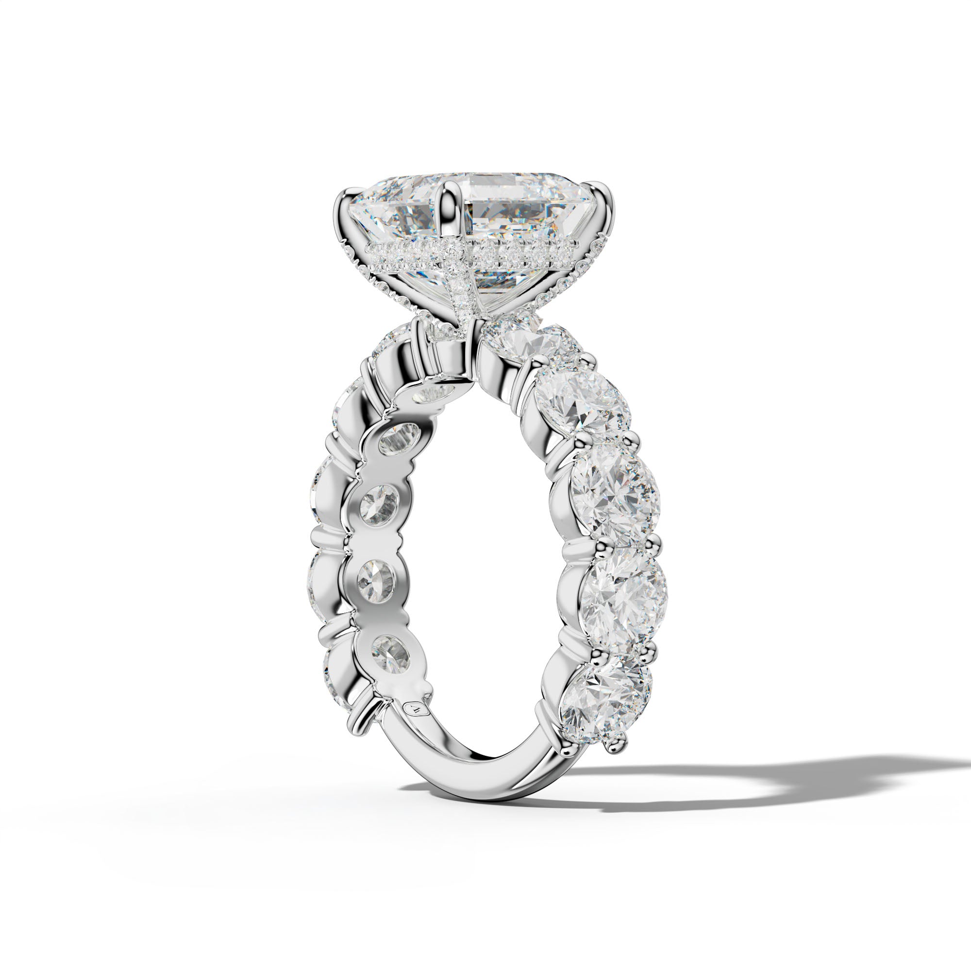 Marley Asscher Diamond Engagement Ring With Round Side Stones