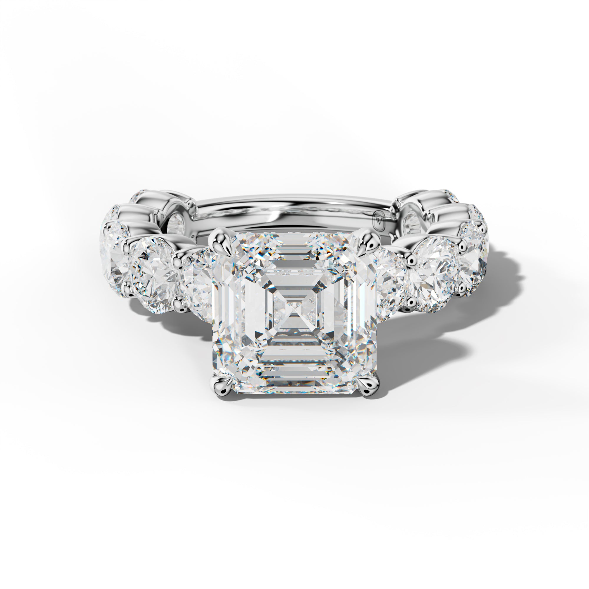 Marley Asscher Diamond Engagement Ring With Round Side Stones